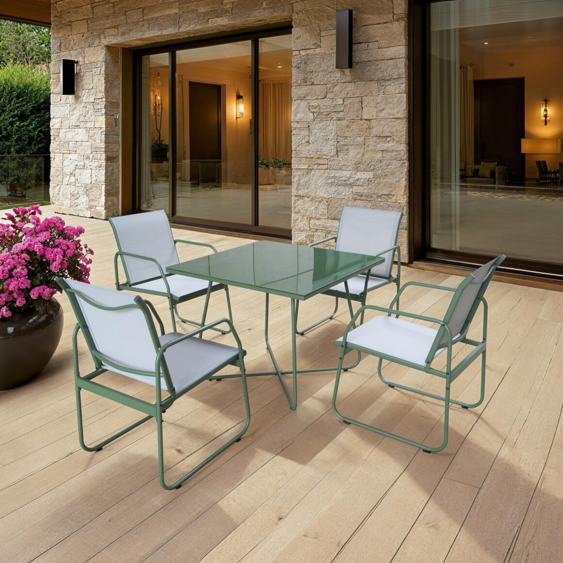 NABORS Green Glass Dining Set