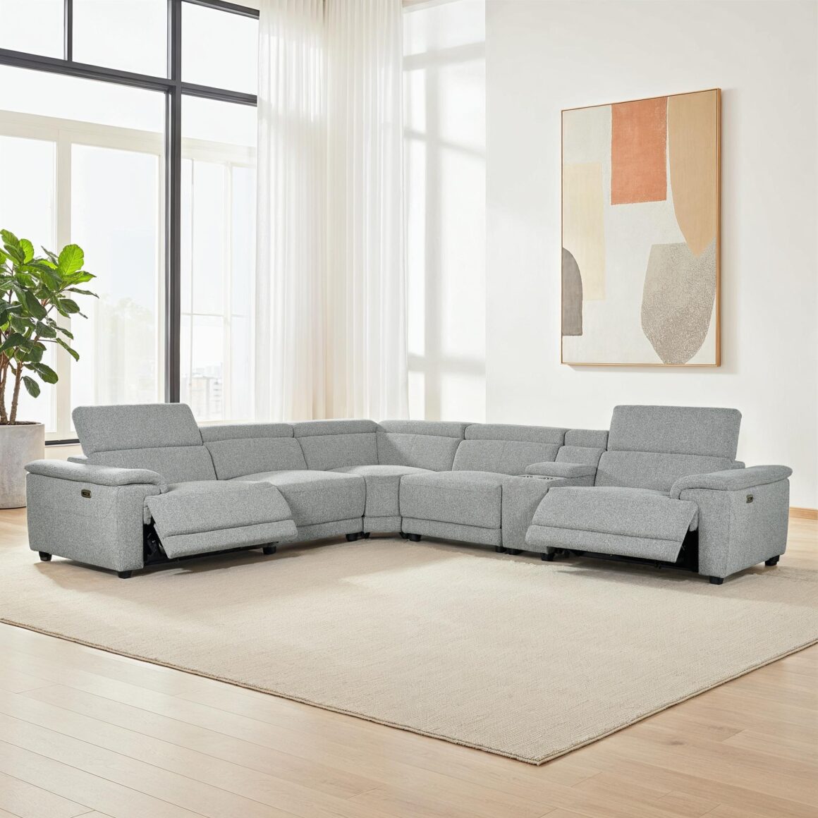 BEATRIZ Gray Fabric Electric Recliner Sofa