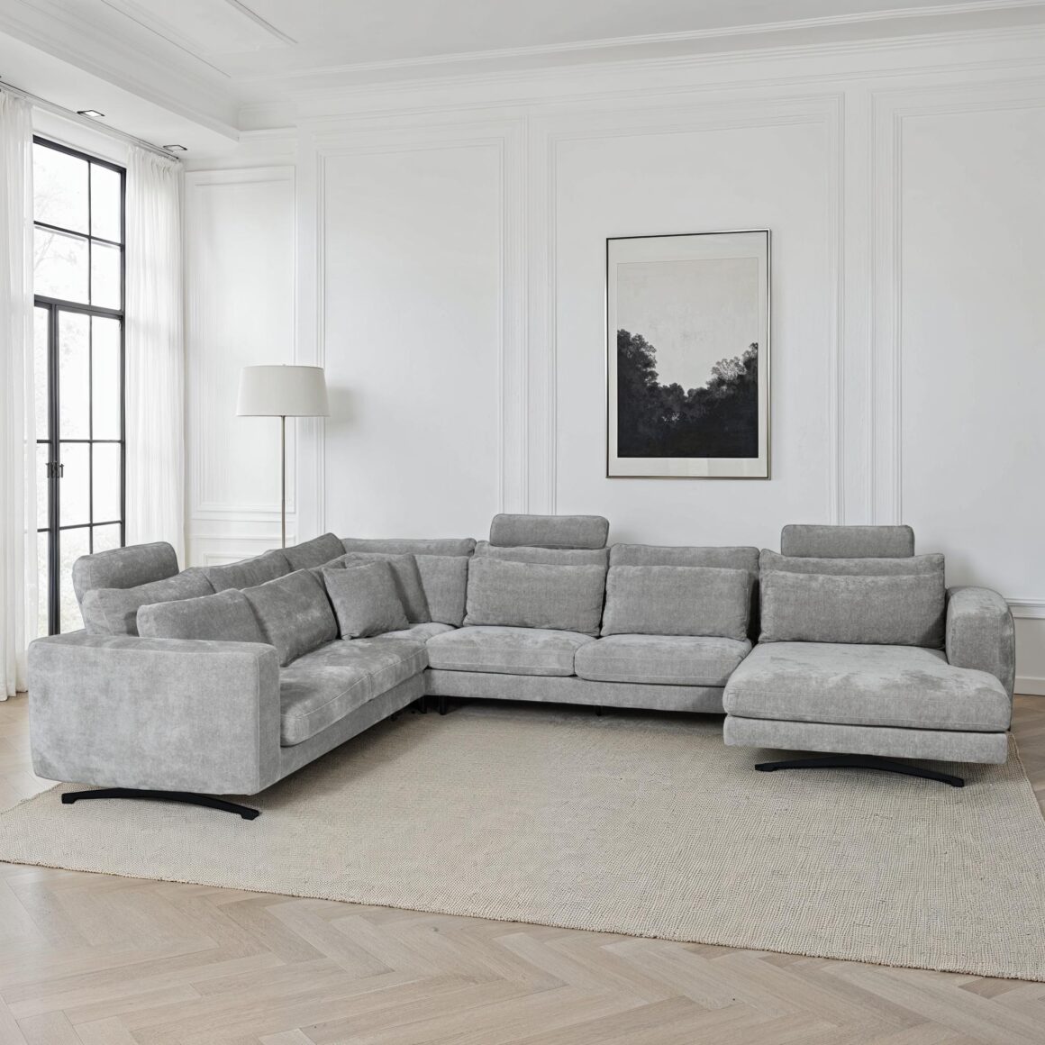 TATIANA Light Grey Left Corner Sofa