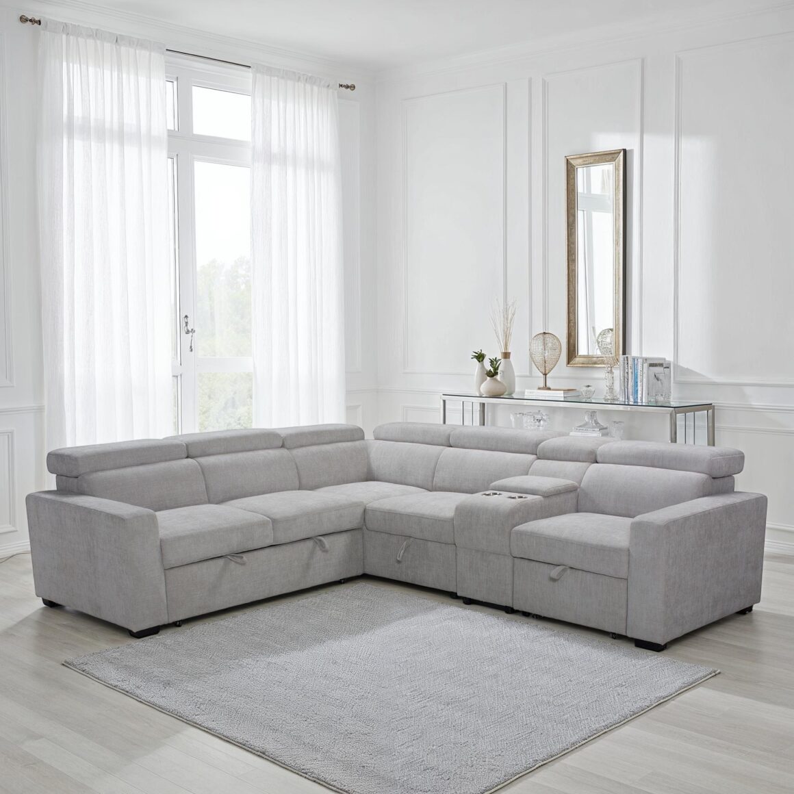 KEDRA Grey Fabric Sofa Bed