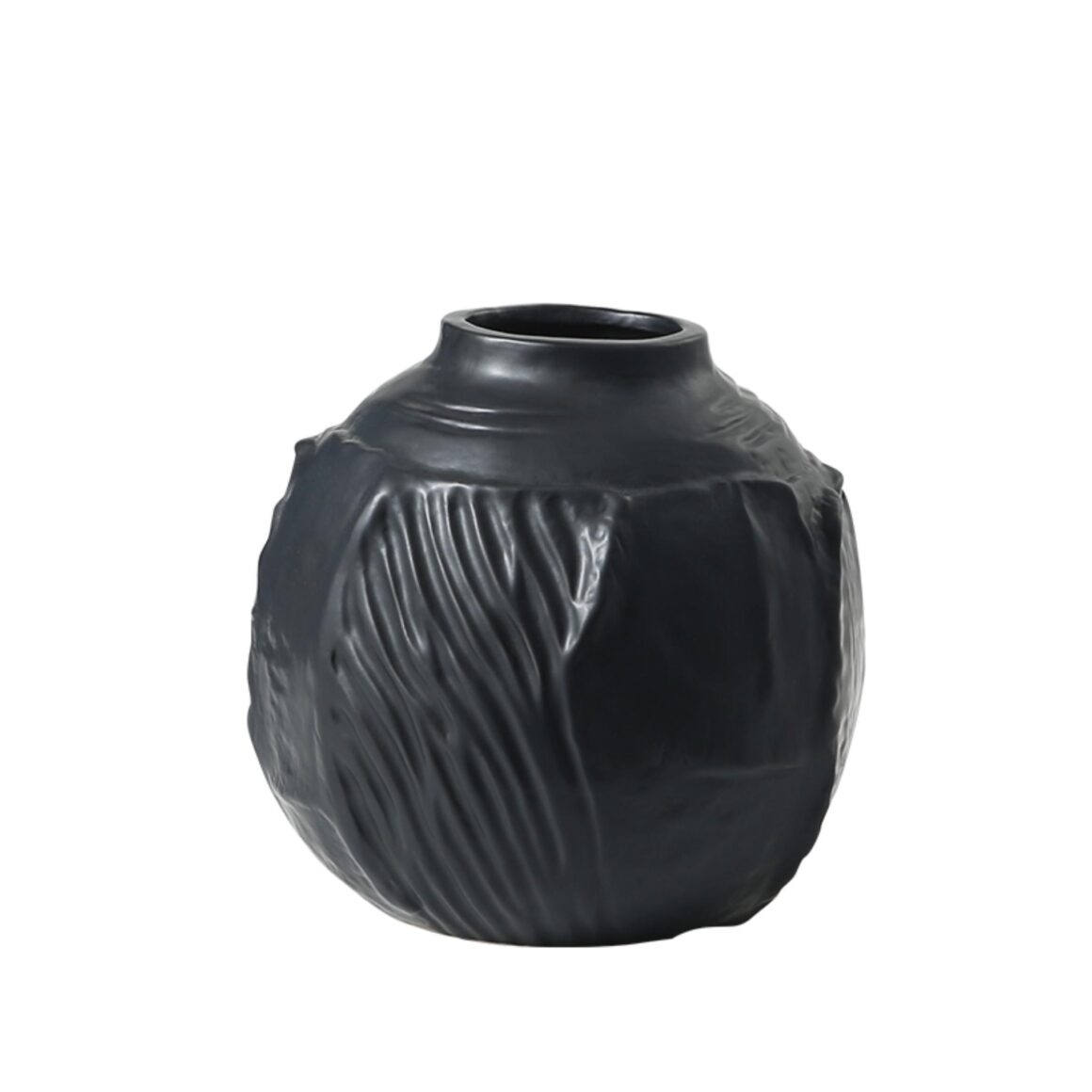 BLACK ROUND VASE