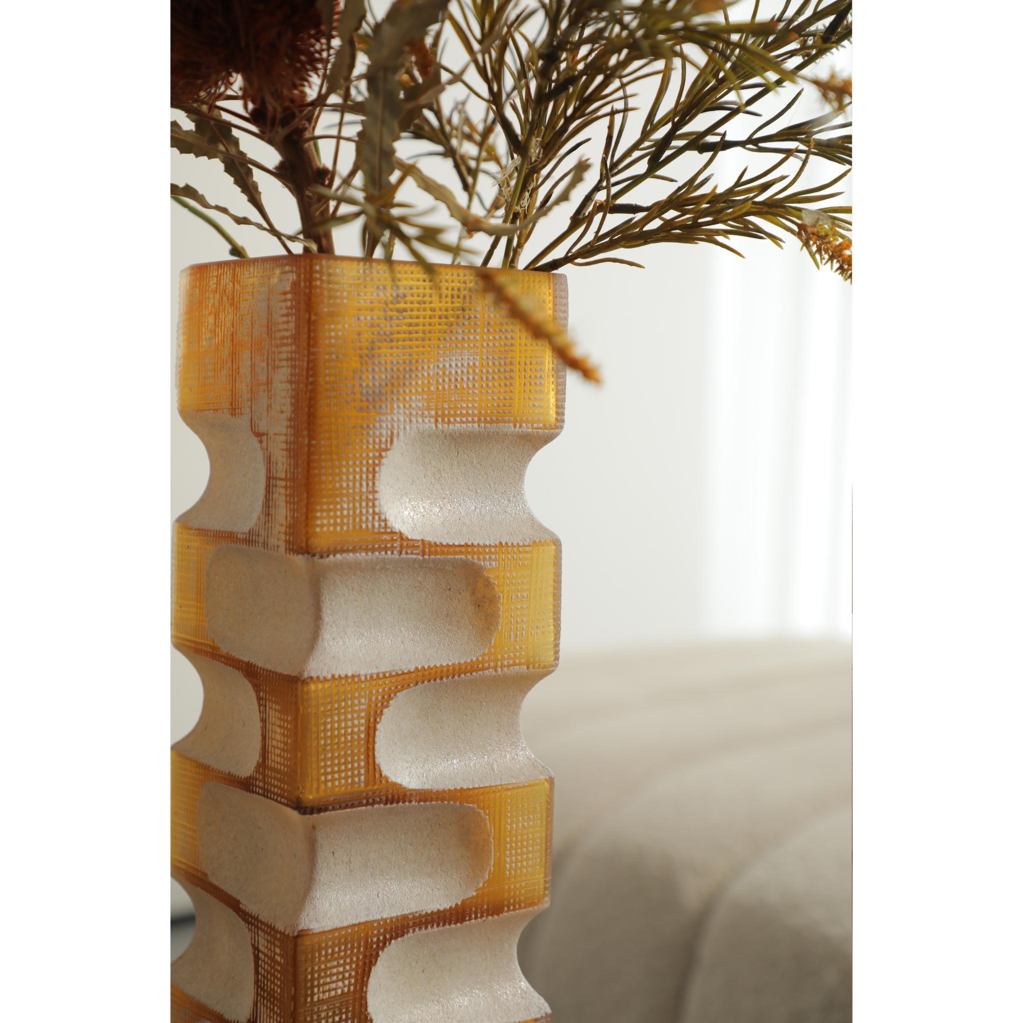 MULTI-LEVEL YELLOW VASE A