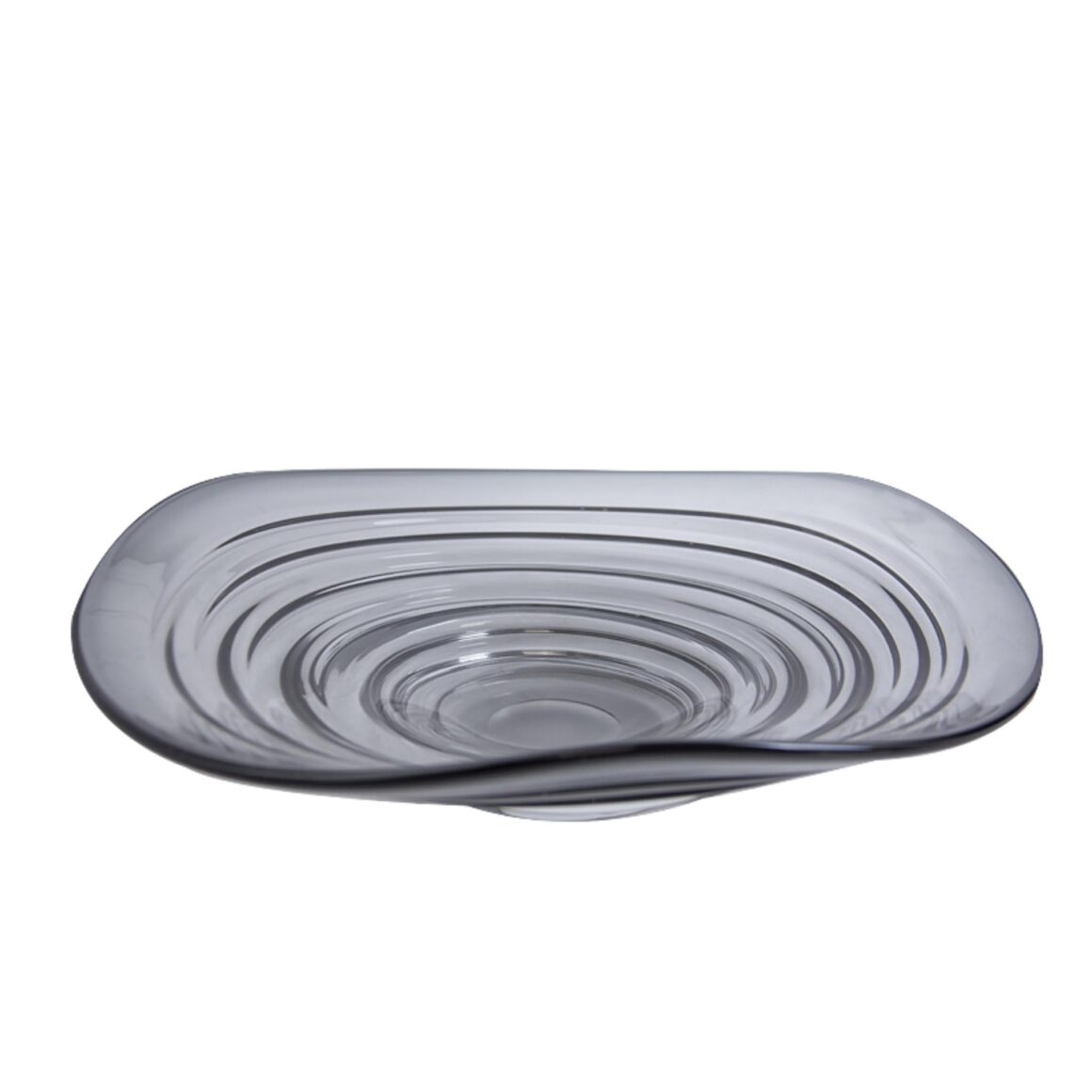 GREY WAVE SHAPED GLASS BOWL