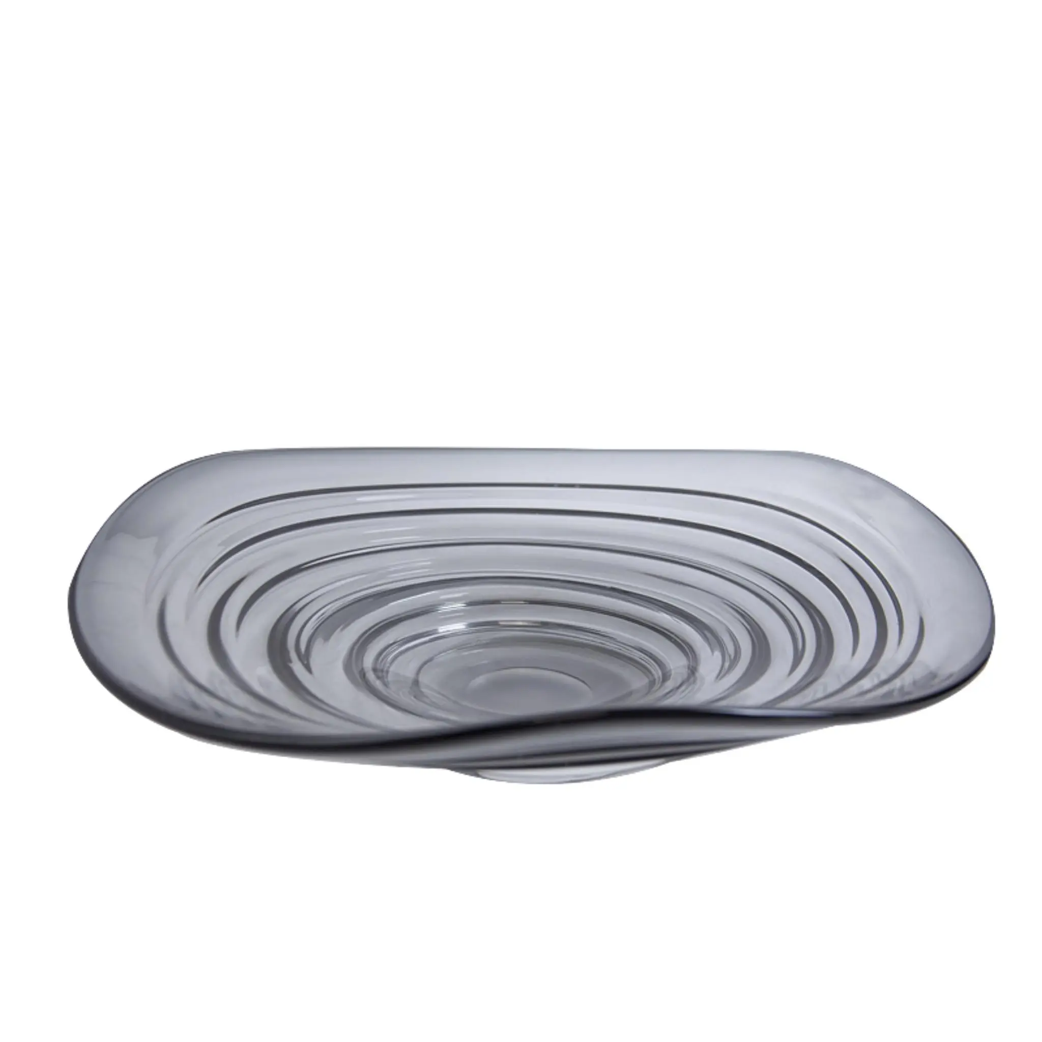 GREY WAVE SHAPED GLASS BOWL