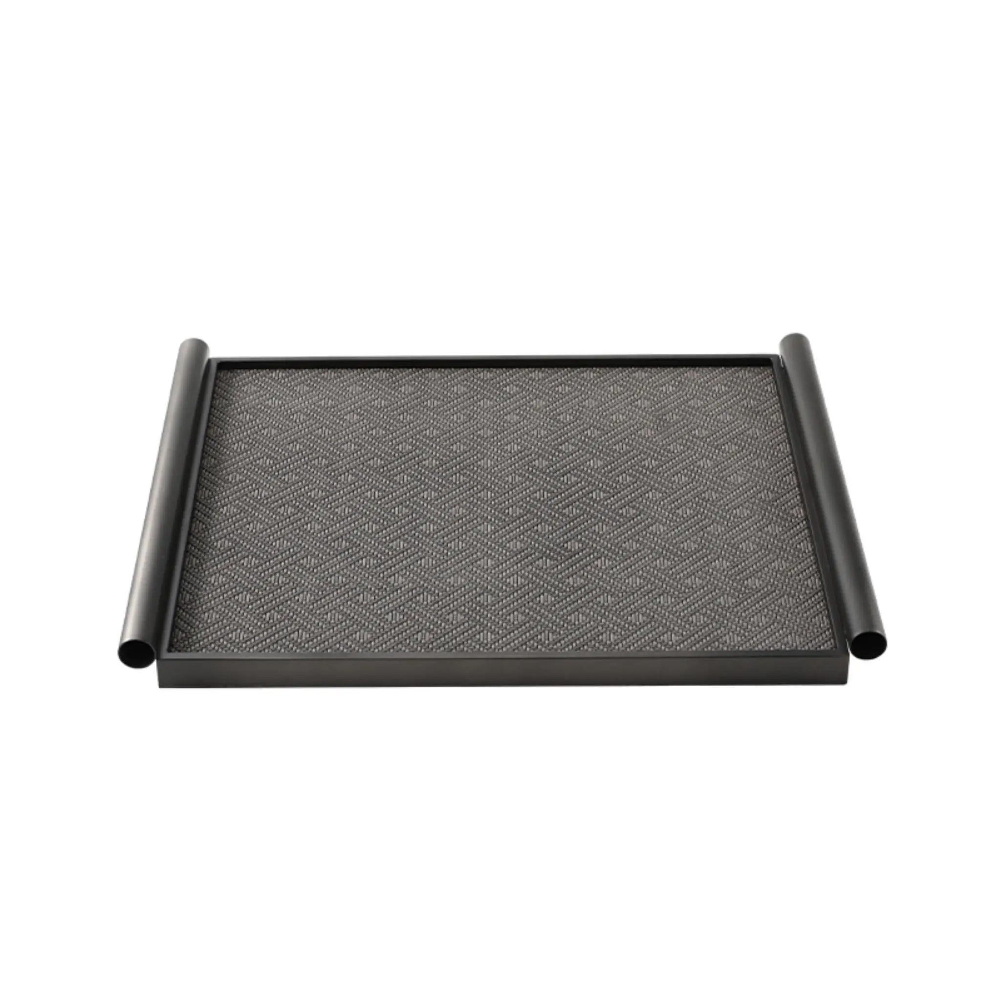 SCROLL LEATHER TRAY-BLACK
