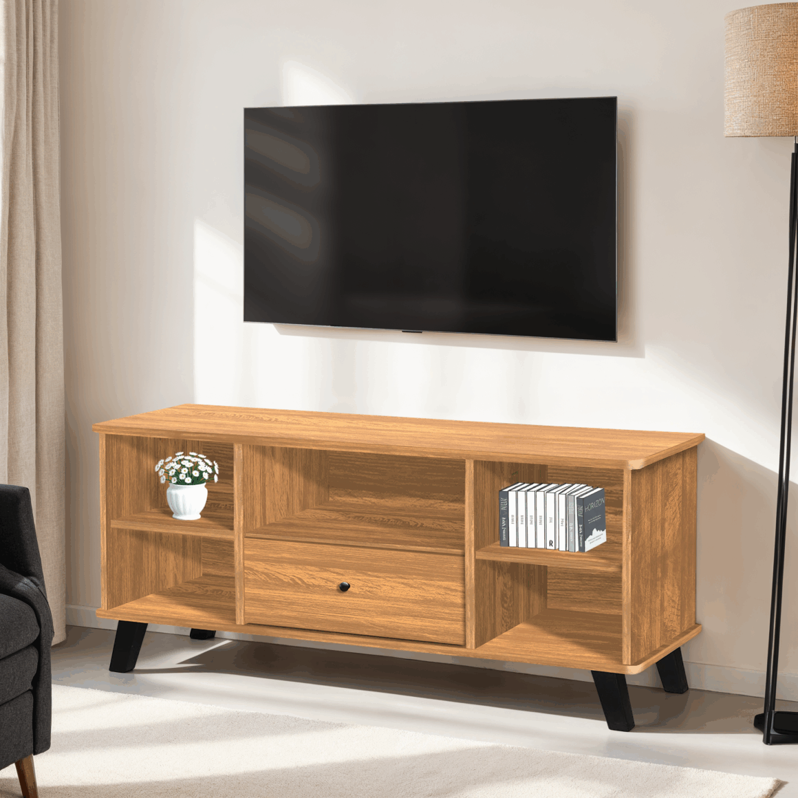 WENDLE Natural Oak Look TV Stand