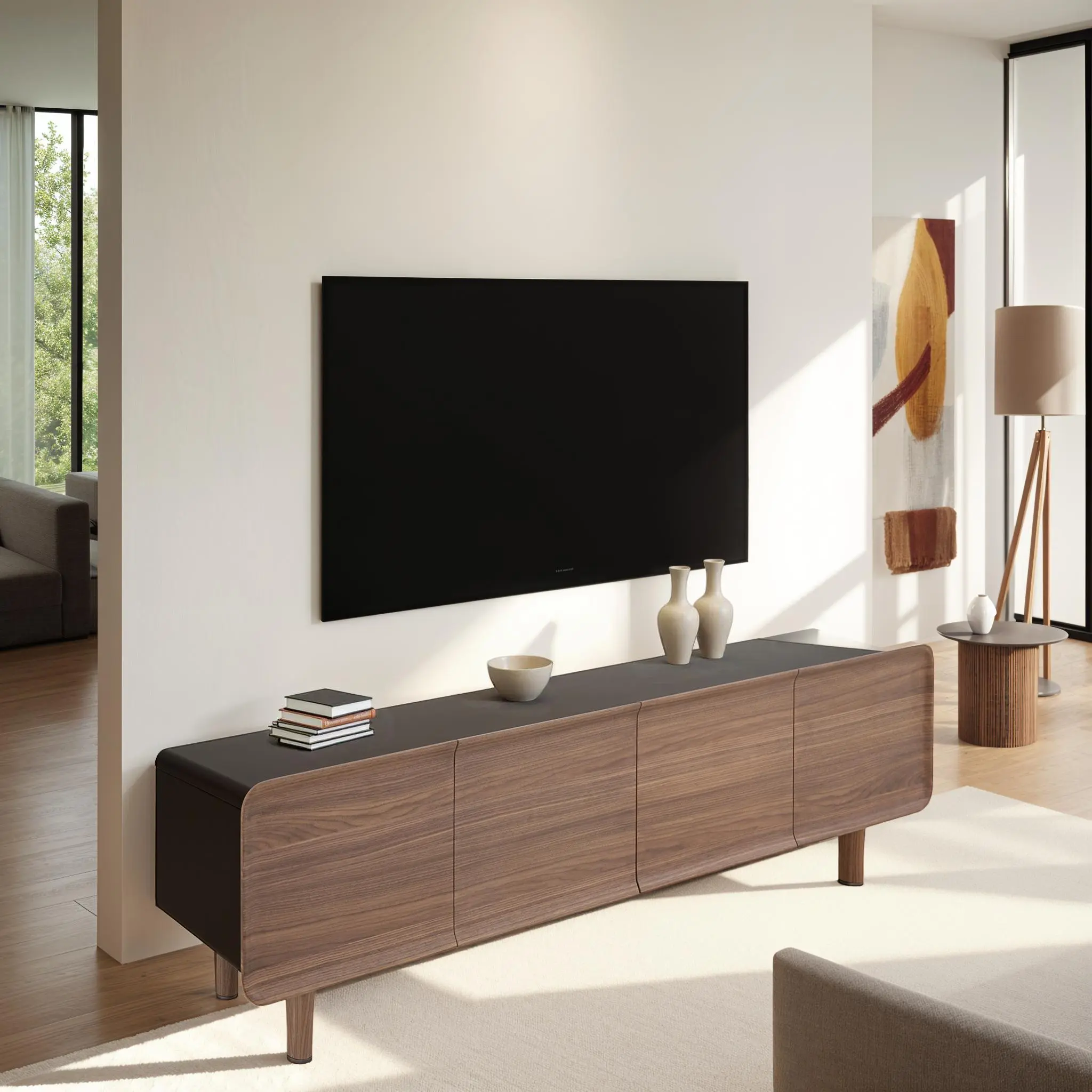 CORADORI Premium Walnut Finish TV Console