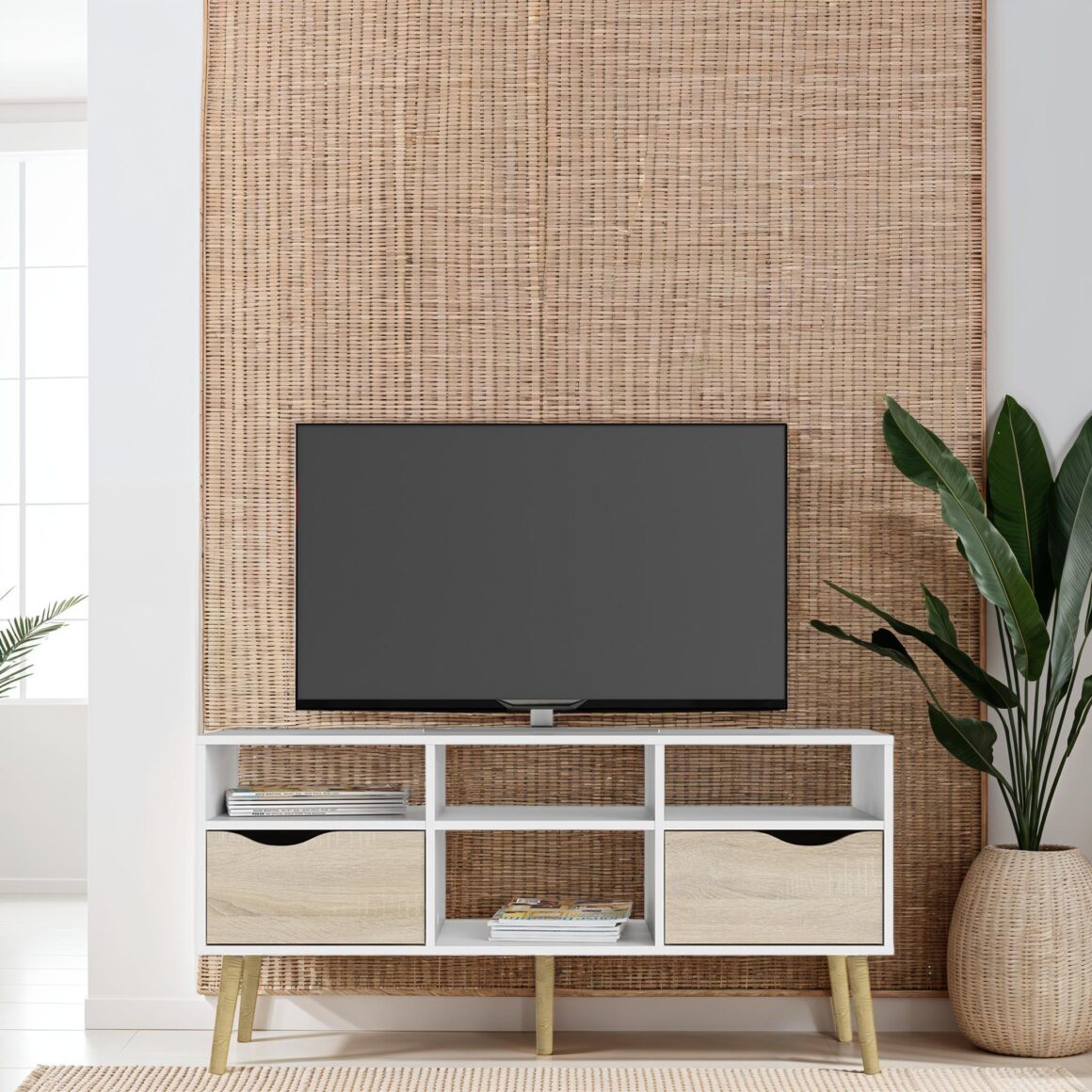 OSLO White and Oak Grain TV Stand