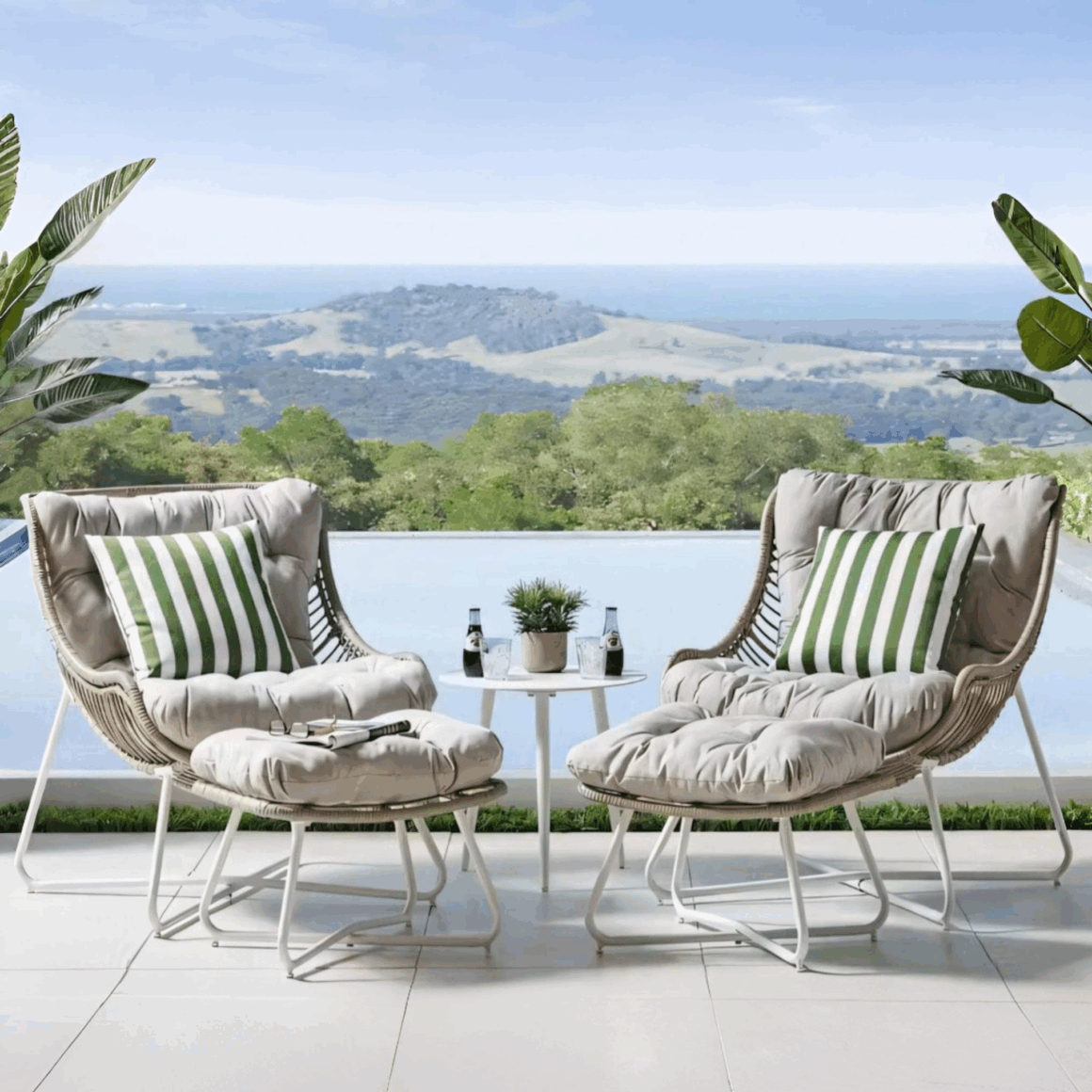 DARIO White Fabric Outdoor Lounge Set