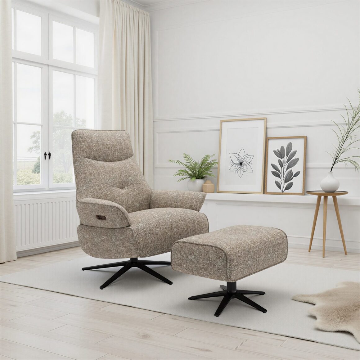 ADORINI Electric Recliner with USB & Type-C ports in Brown