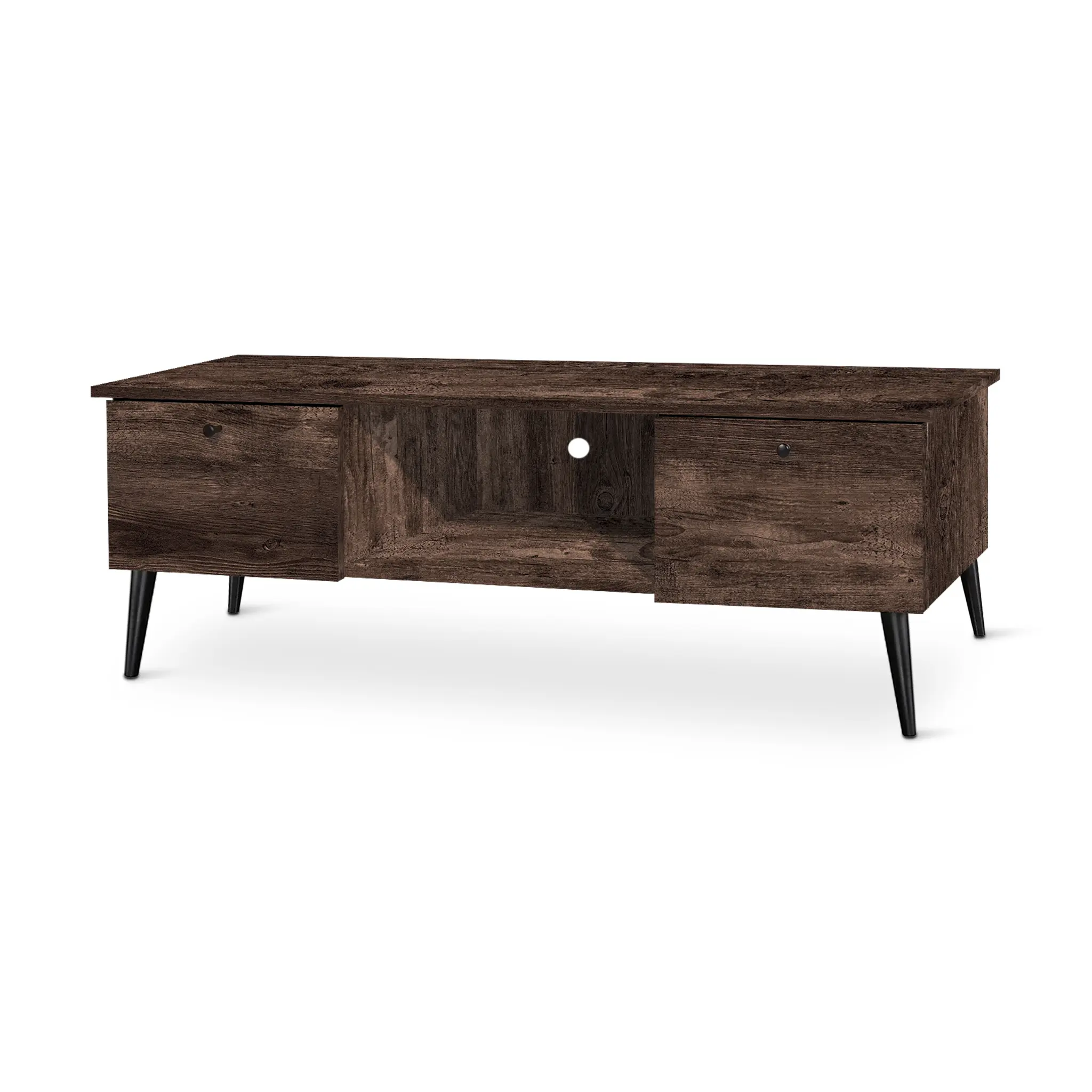 MEDIAZ Walnut Finish TV Stand