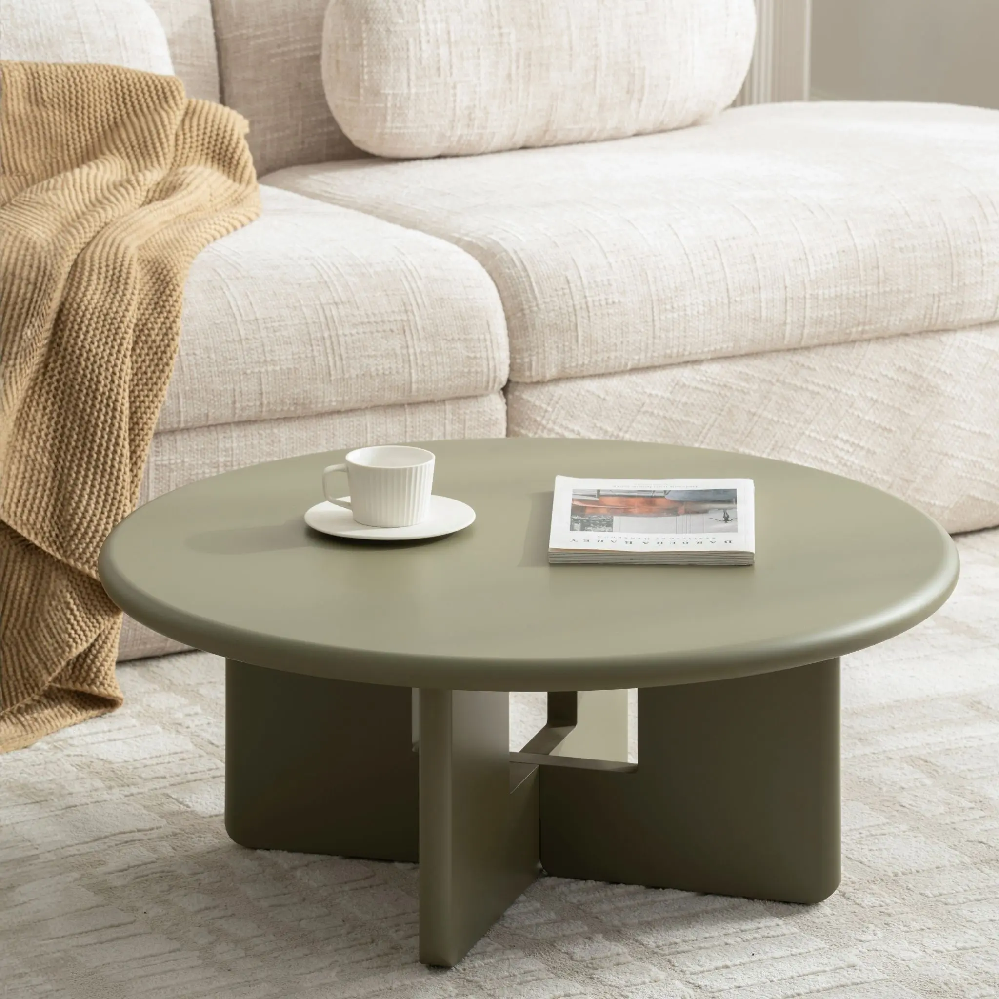 BRICANO Matte Green Round Side Table