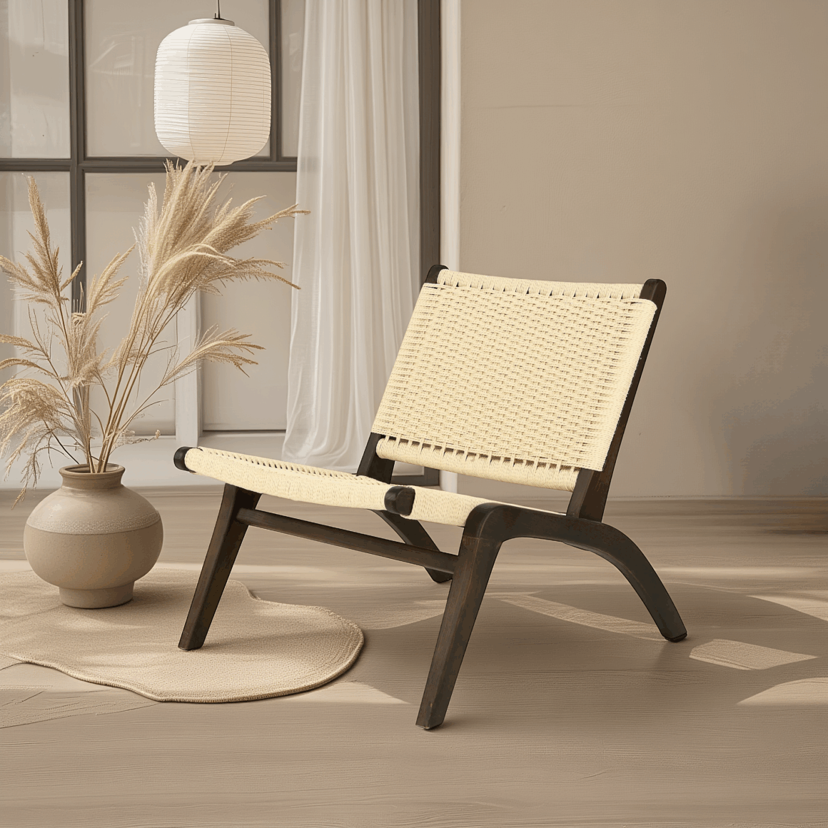 REMY Walnut+Beige Modern Chair