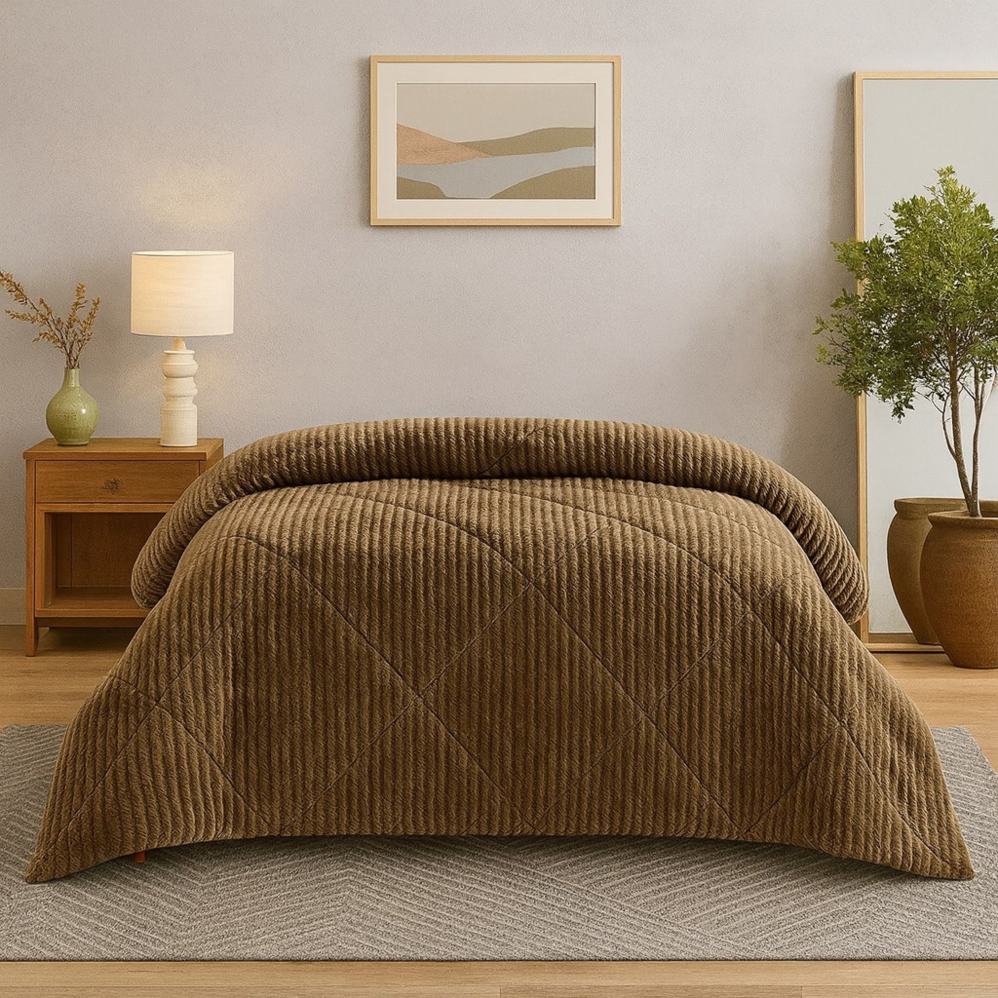 BLANKET QUILT DARK BEIGE