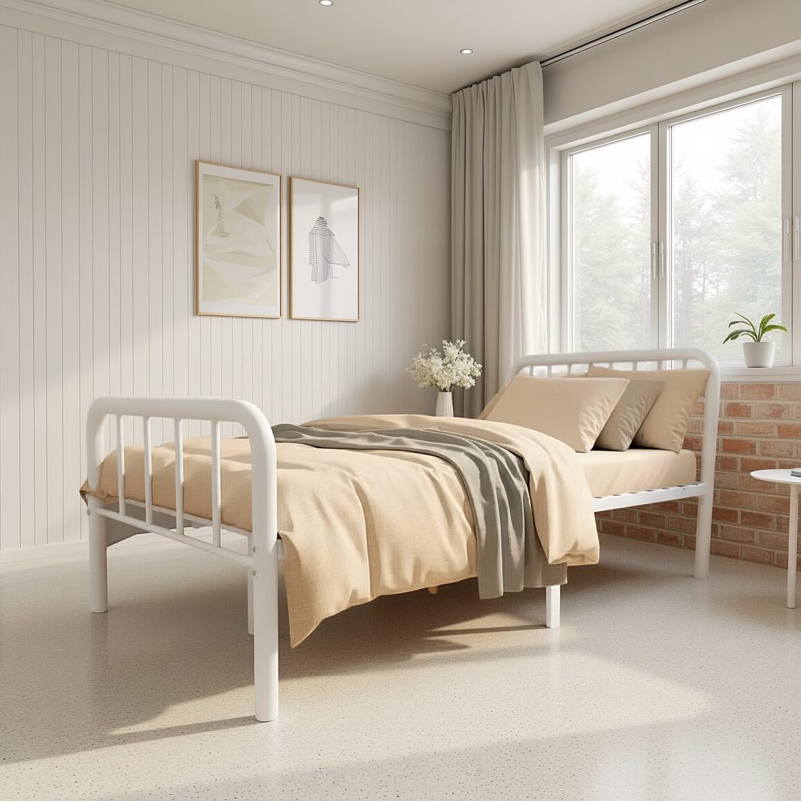 SILVINA Metal Bed White