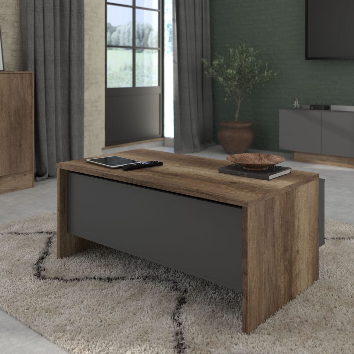 PARADOXE Oak and Grey Coffee Table