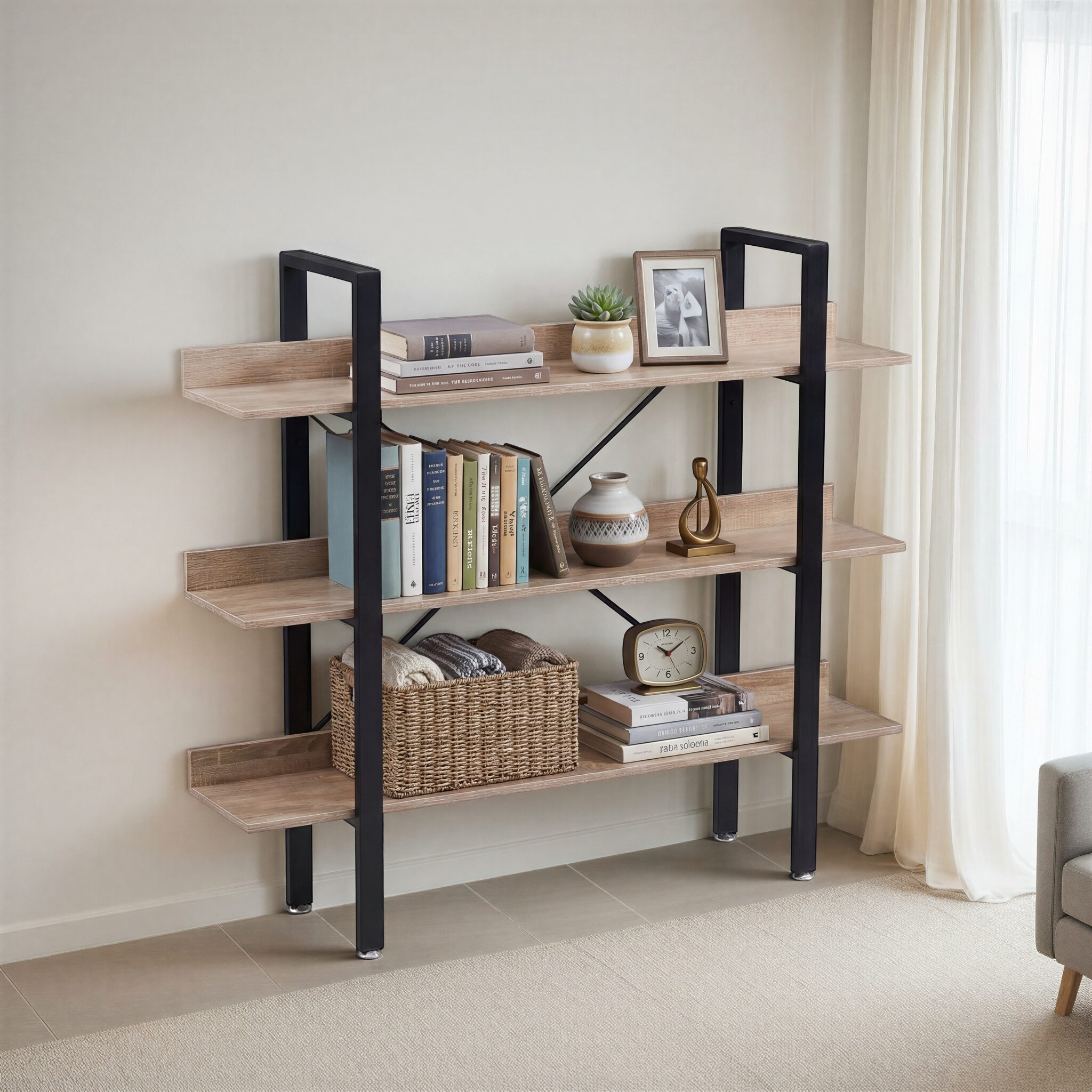 HORIZON Engineered Wood Black Book Case