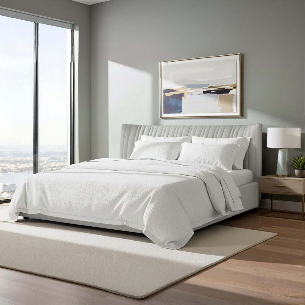 RELIEVE Beige-Grey PU 5.5FT Bed