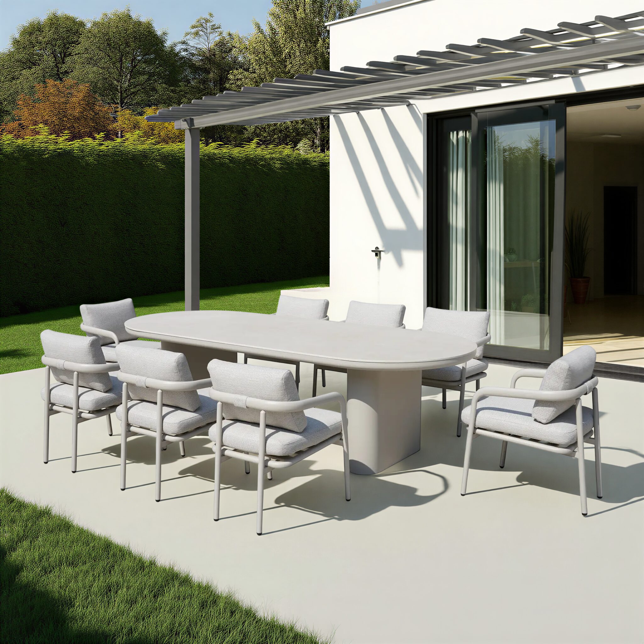 PINNIALE Beige Outdoor Aluminum Lounge Set