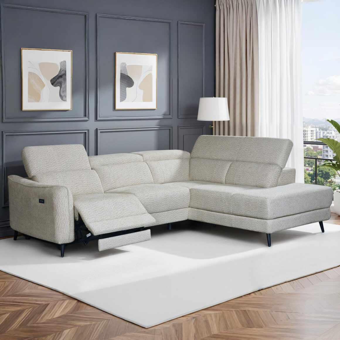 TANYA Beige Electric Corner Recliner