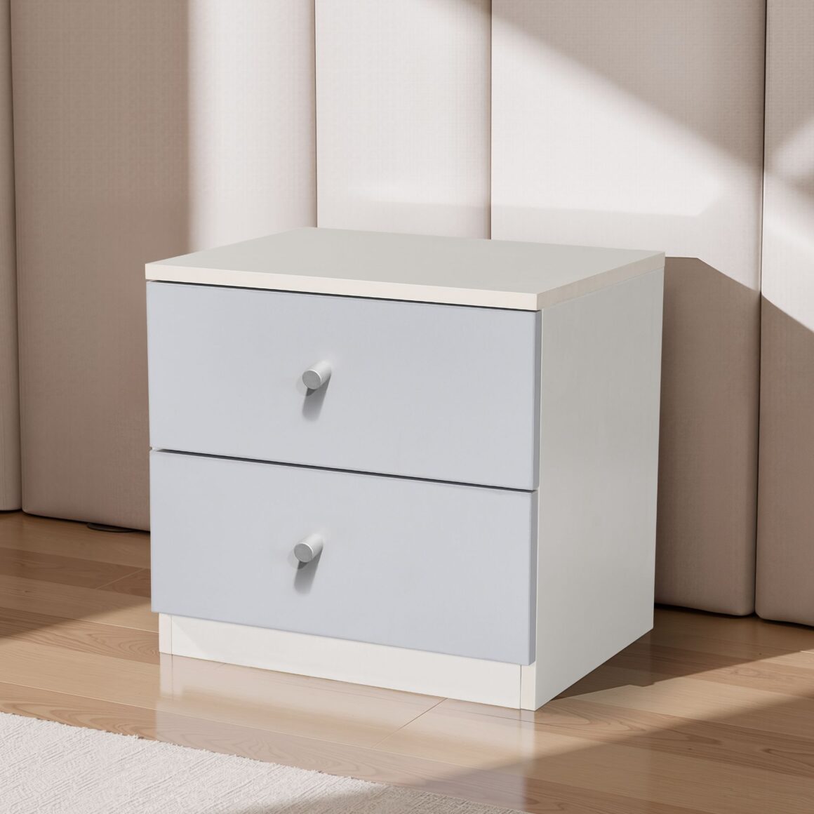 FARBIN White and Light Grey Night Stand
