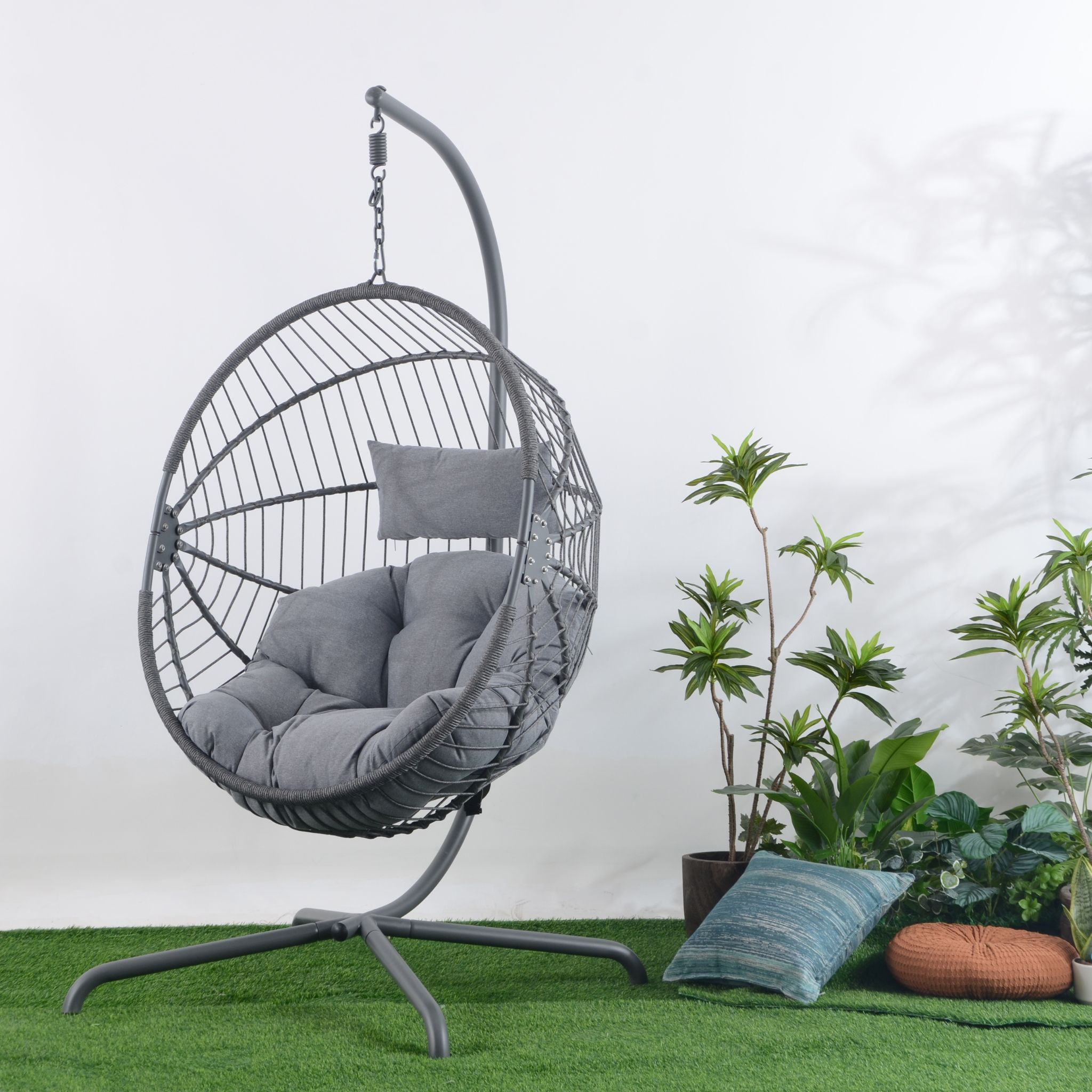 CALIMAN Grey Metal and Rope Outdoor Chair