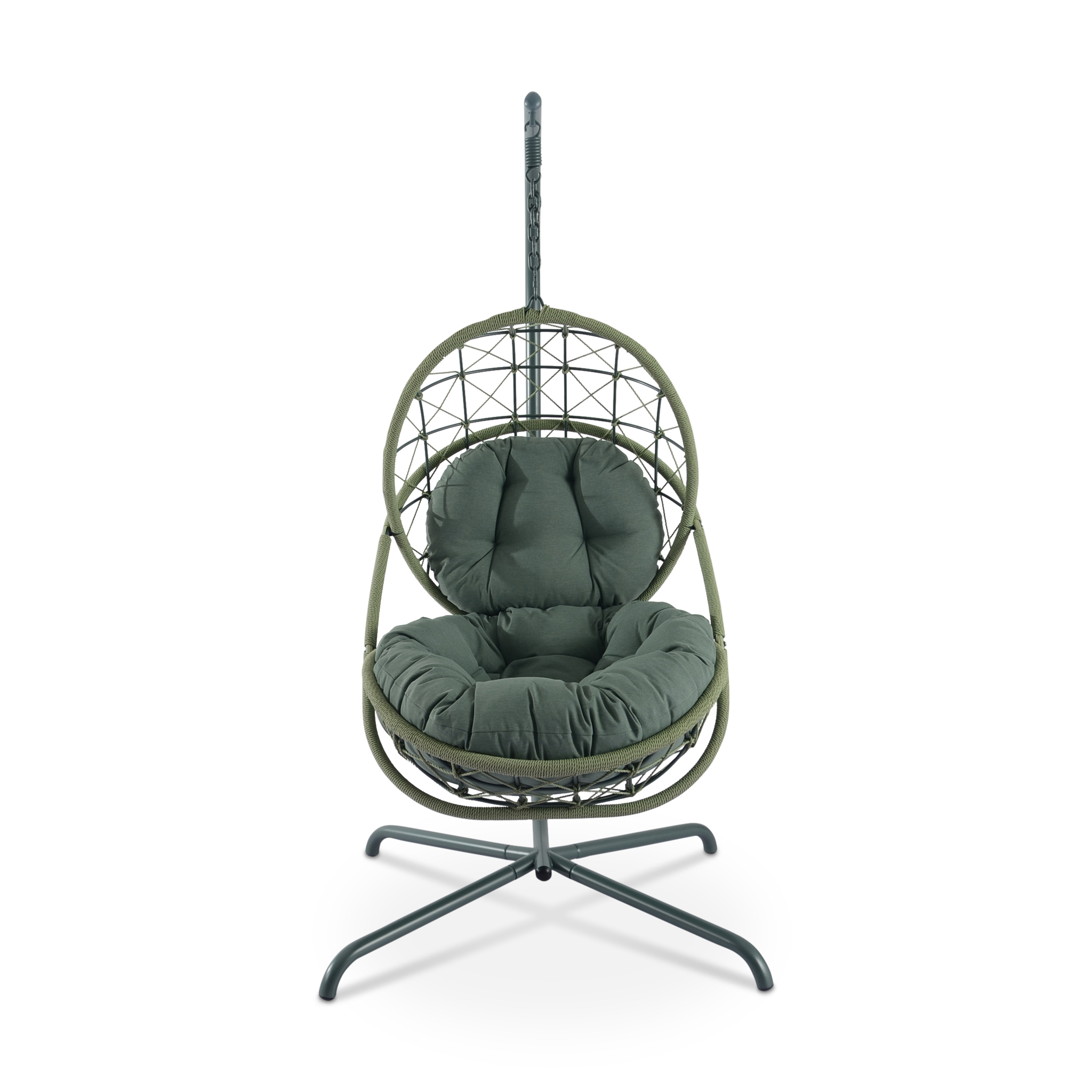 ARICO Green Metal and Rope Outdoor Chair