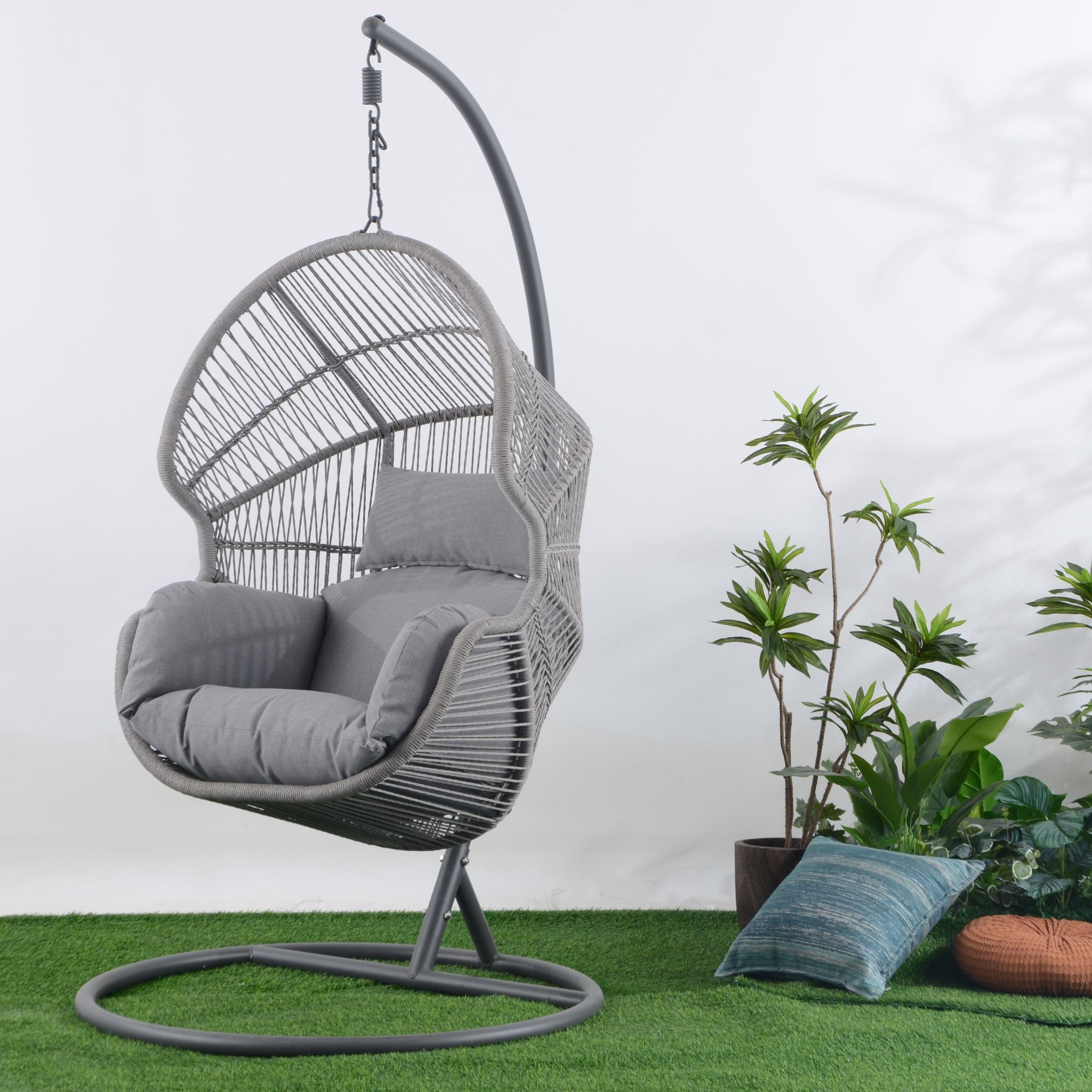 PERGOLL Grey Metal and Rope Outdoor Chair