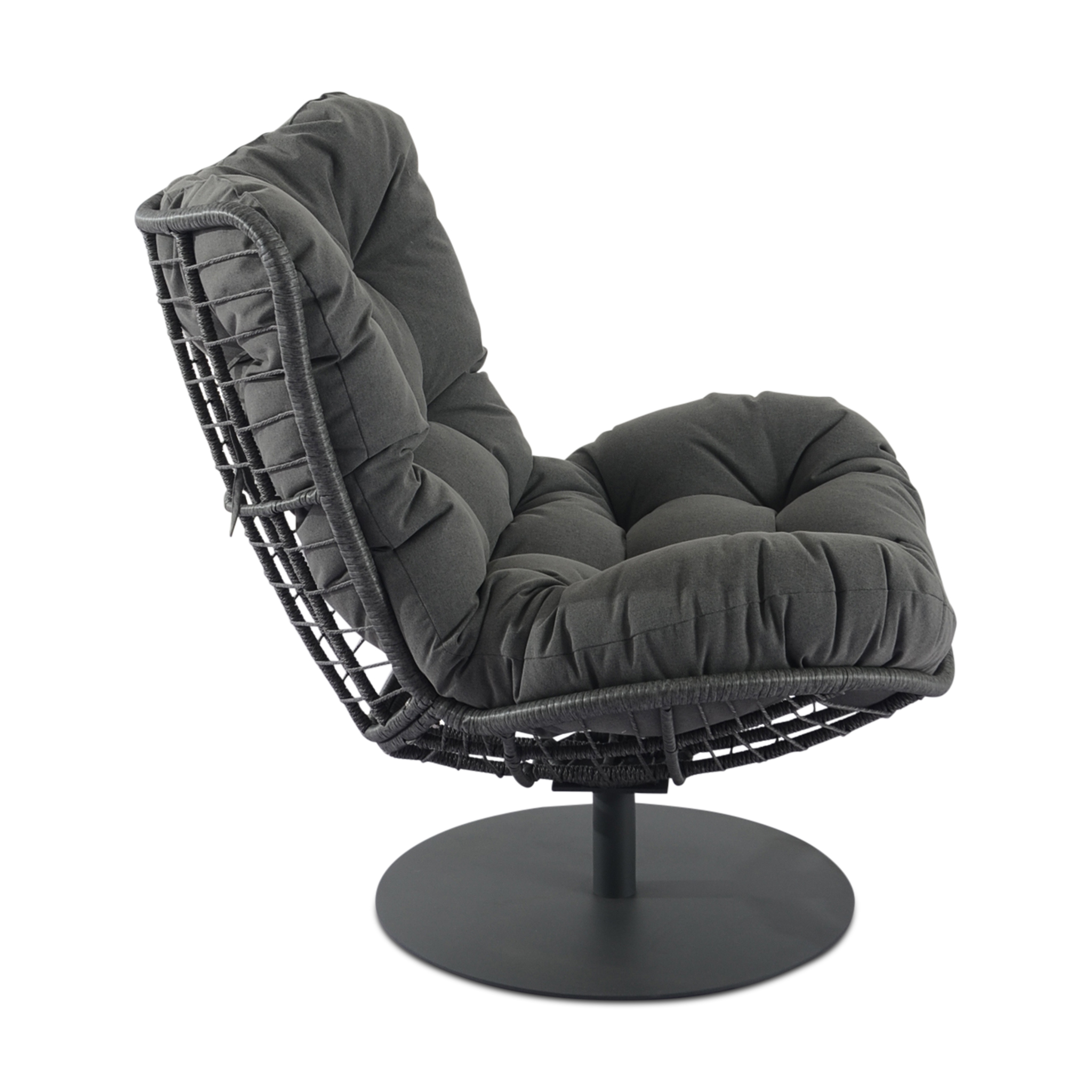 DIZZIN Grey Metal and Rope Swivel Outdoor Chair