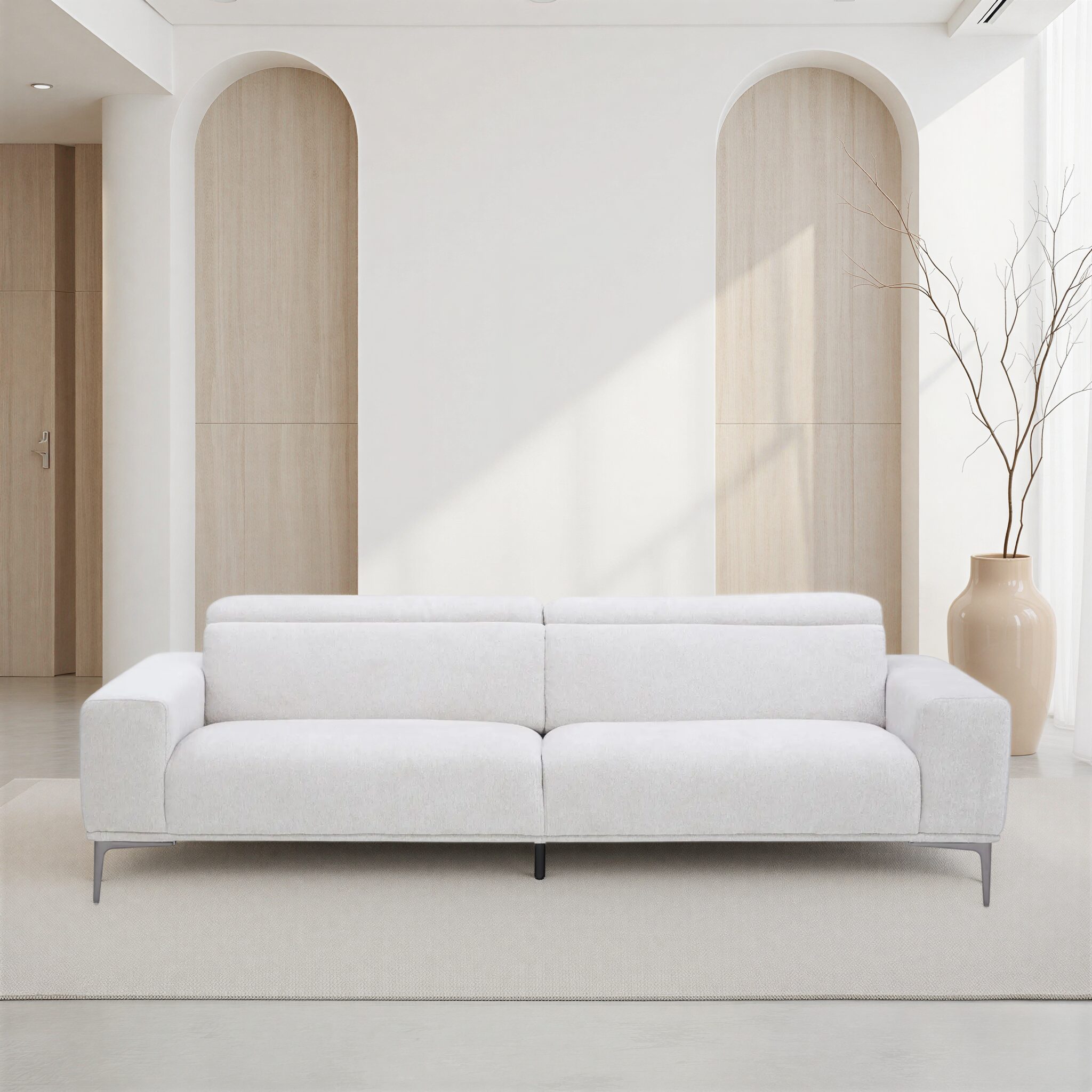 RESTUM Beige Fabric 4-Seater Sofa