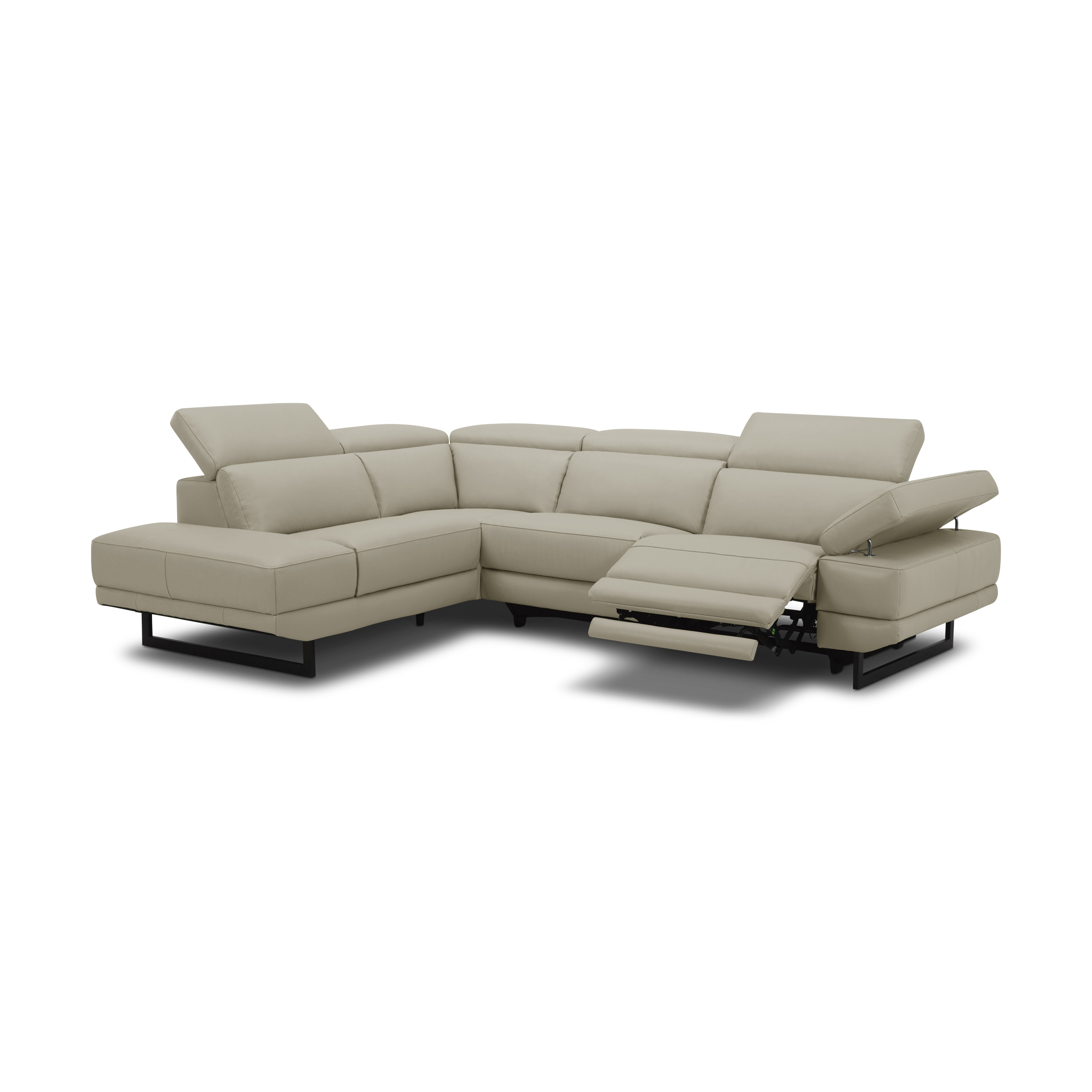 MARMID Beige Leather Corner Reclining Sofa