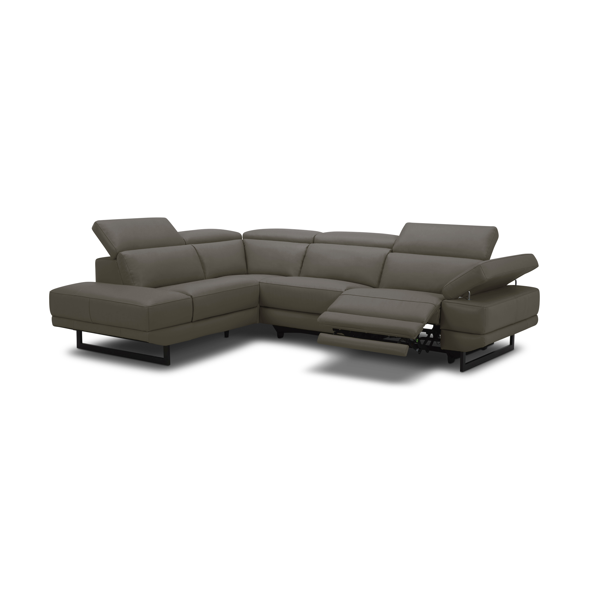 TAKONI Dark Grey Leather Corner Recliner Sofa