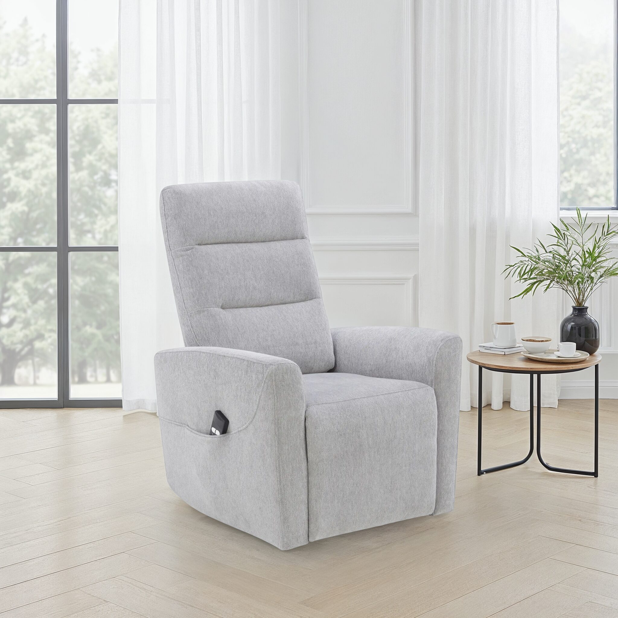 MYLENE Grey Fabric 1-Seater Electric Recliner
