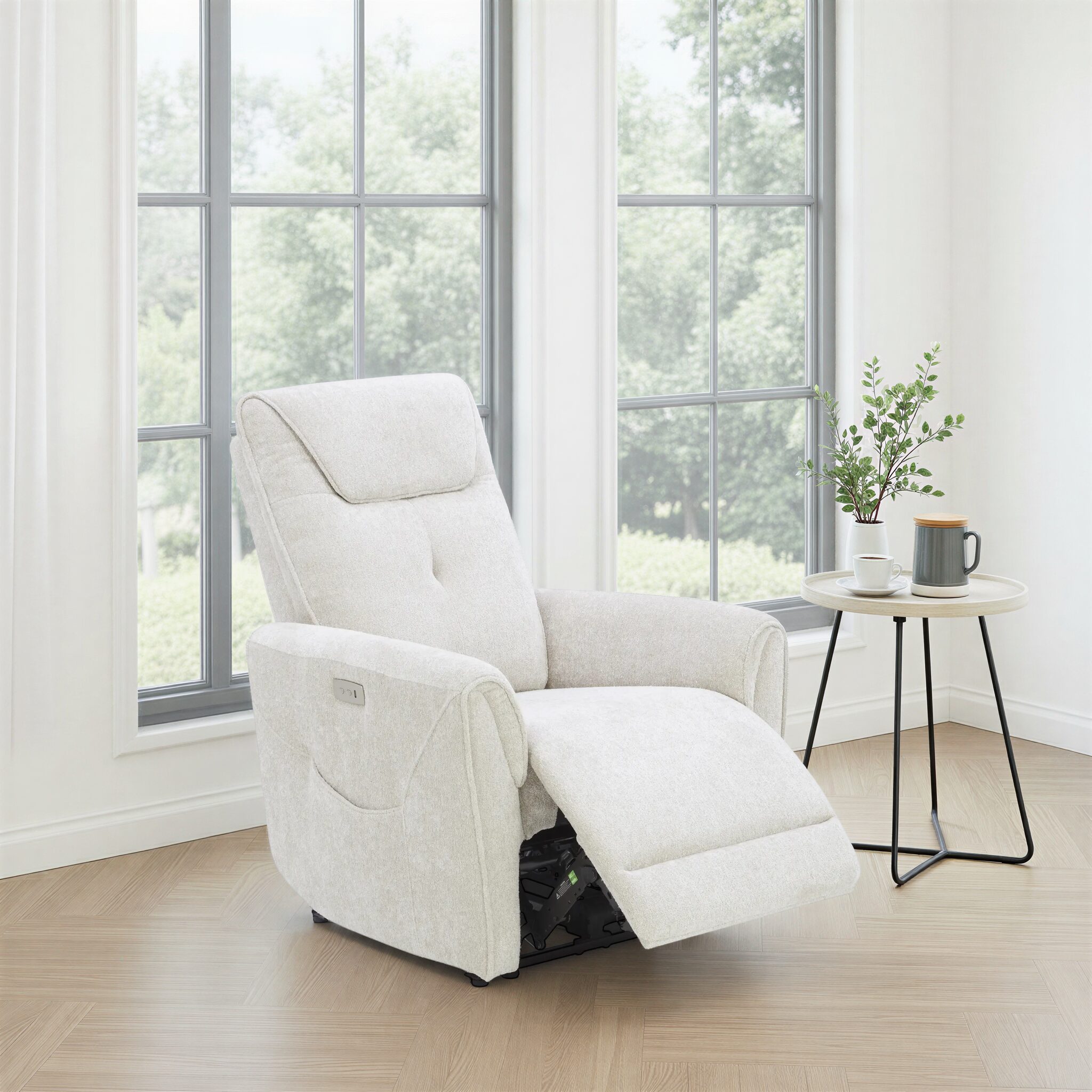 CHILLART Taupe Fabric Electric 1-Seater Recliner