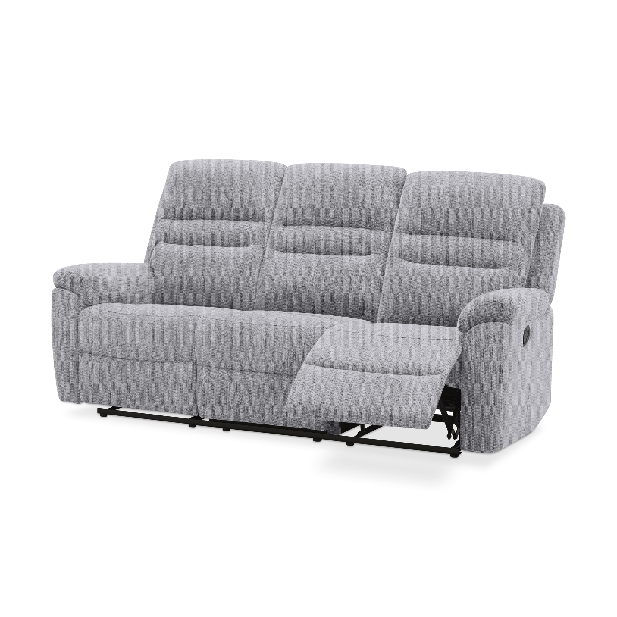 GERALD Grey Fabric Manual 3-Seater Recliner