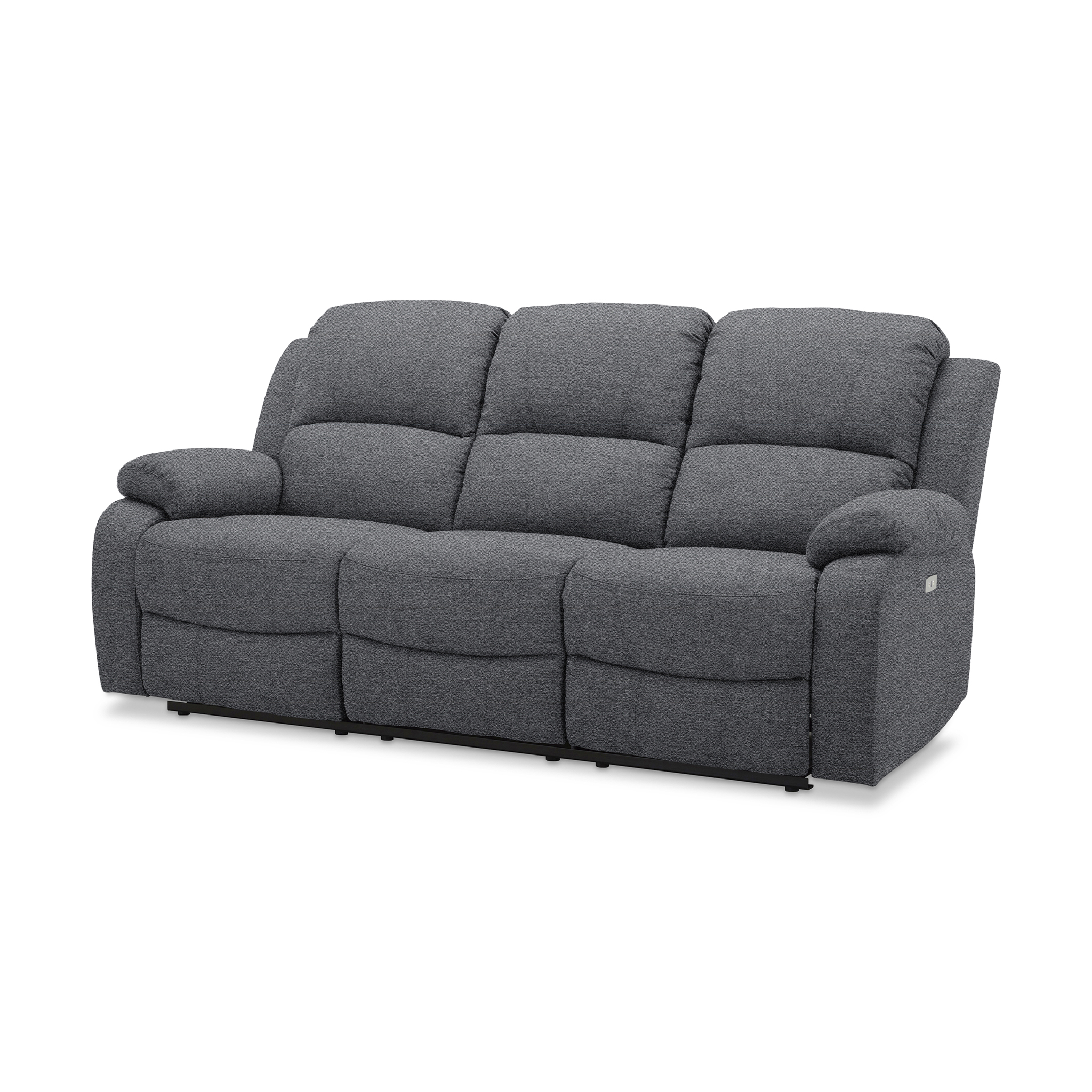 BECKY Dark Grey Fabric Electric 3-Seater Recliner