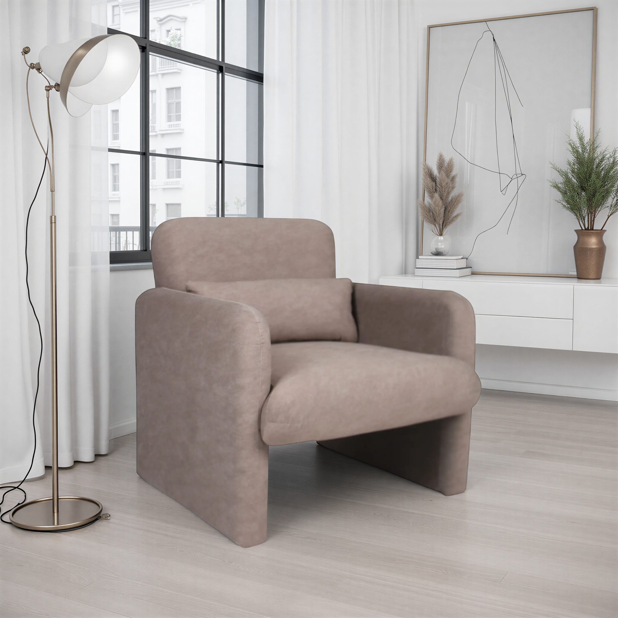 AVENITO Taupe Fabric Armchair