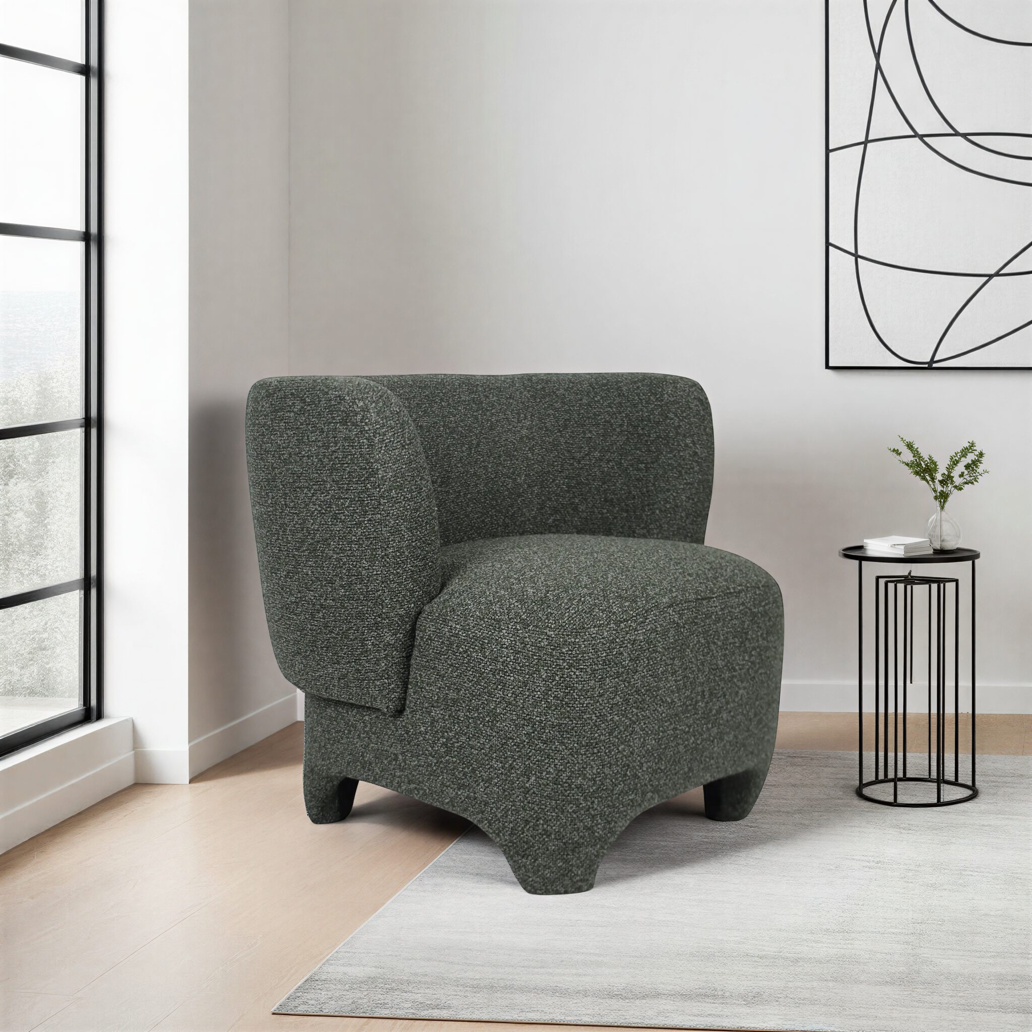 ROLLAX Dark Green Fabric Armchair
