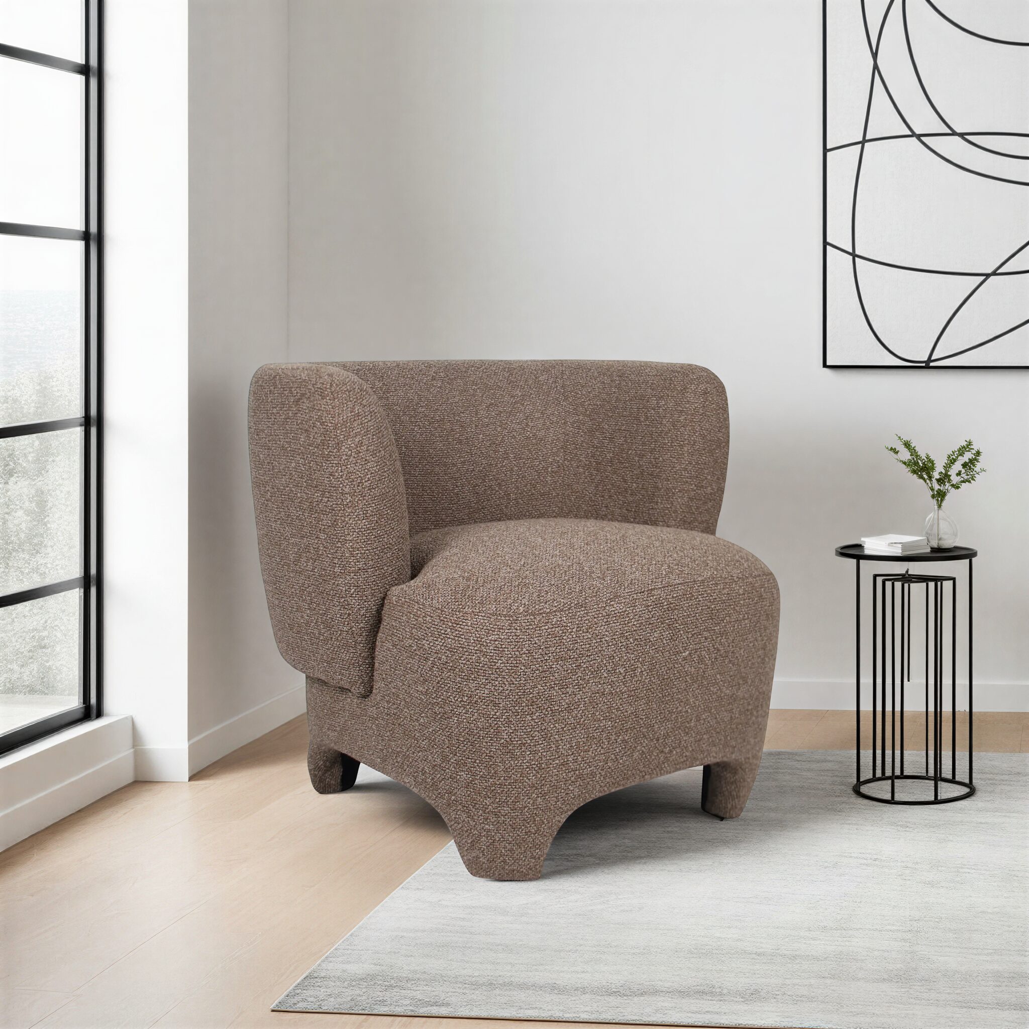 ROLLAX Brown Fabric Armchair