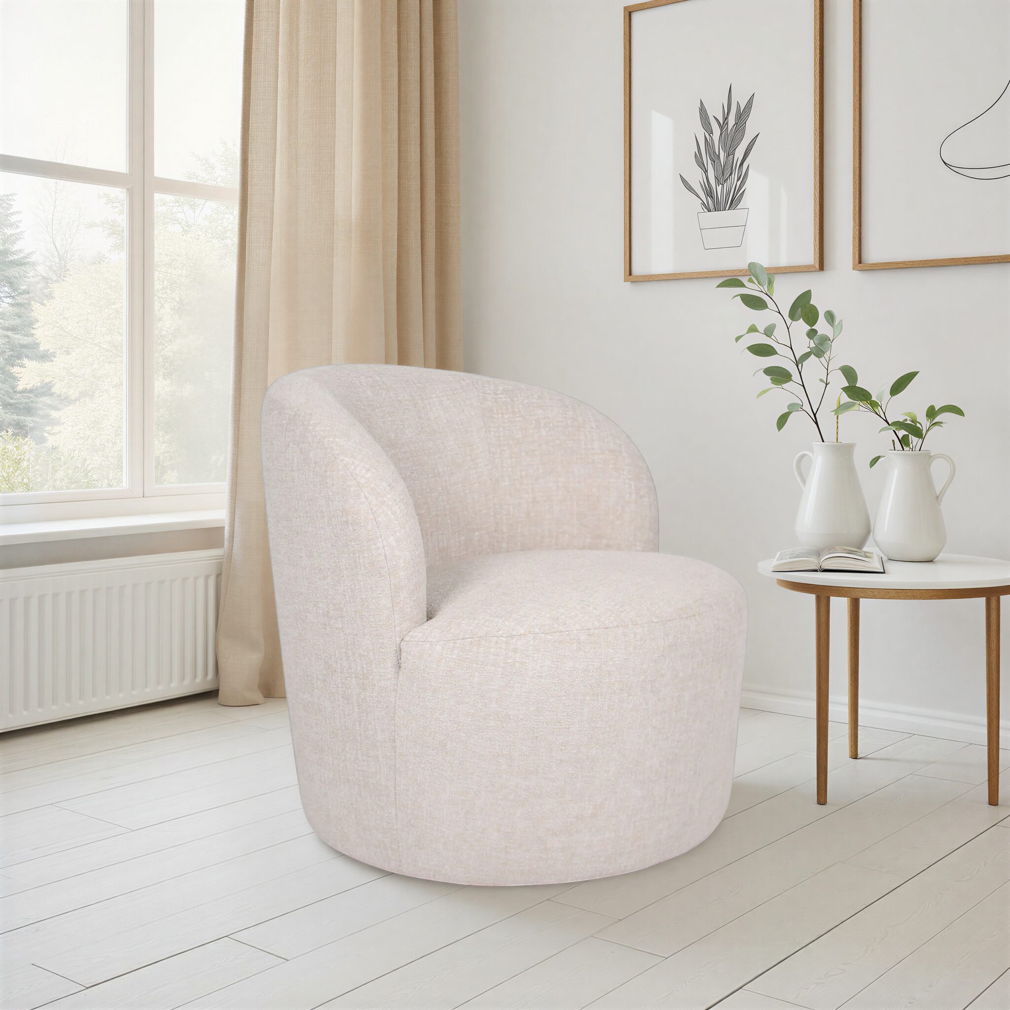 COUCHILL Beige Fabric Armchair