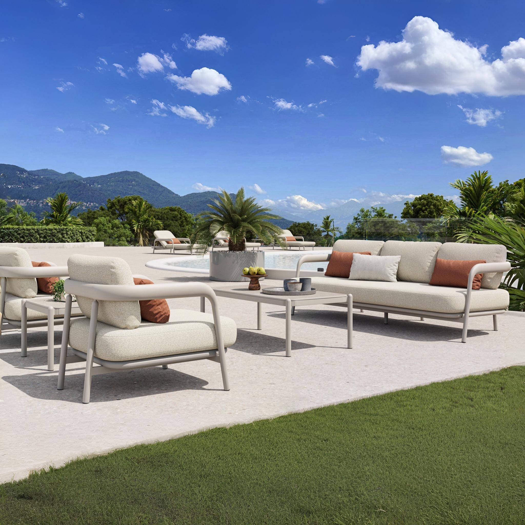 VAROSA Beige Outdoor Lounge Set Aluminum