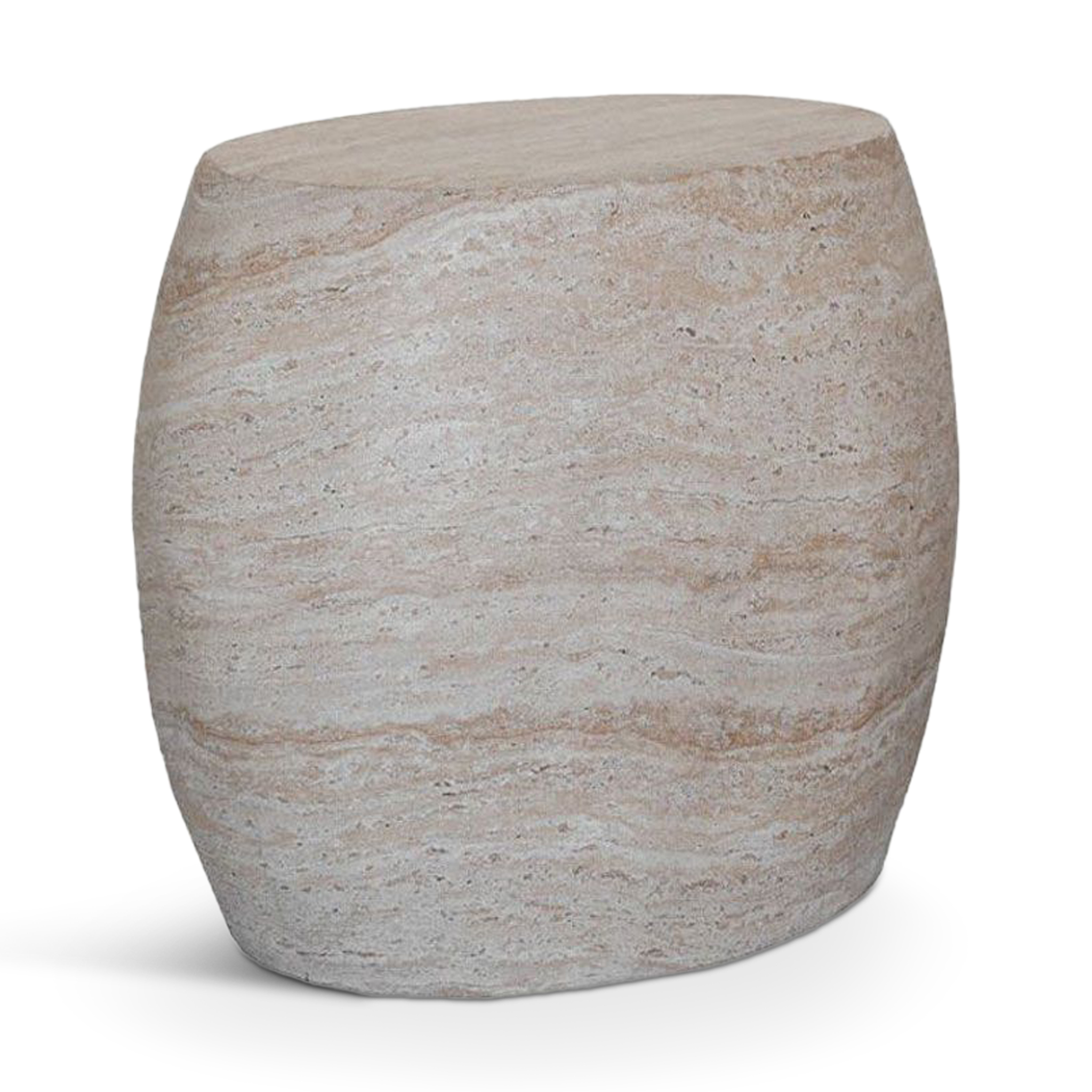 LITHOS Oval Side Table Beige