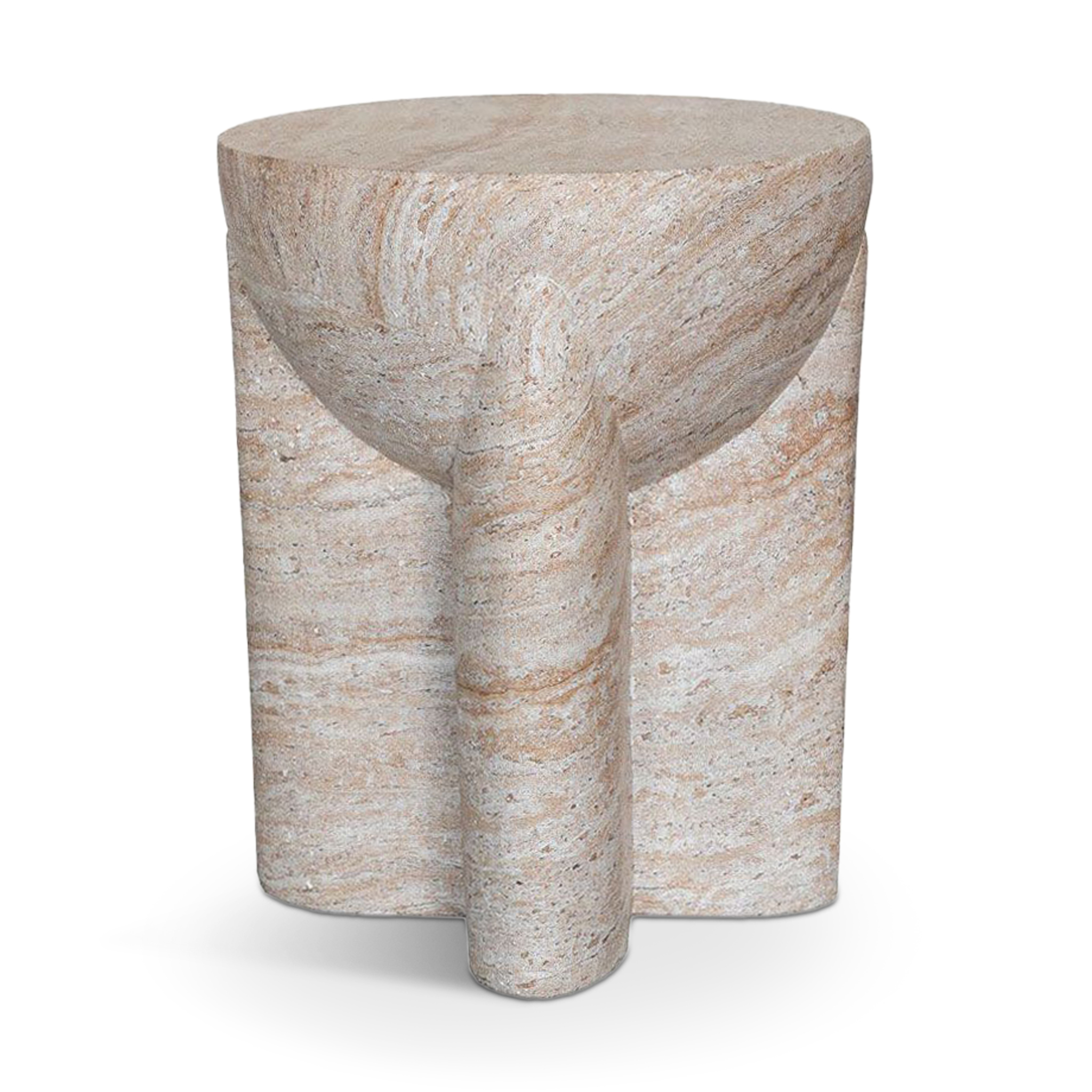 LITHOS Handle Side Table Beige