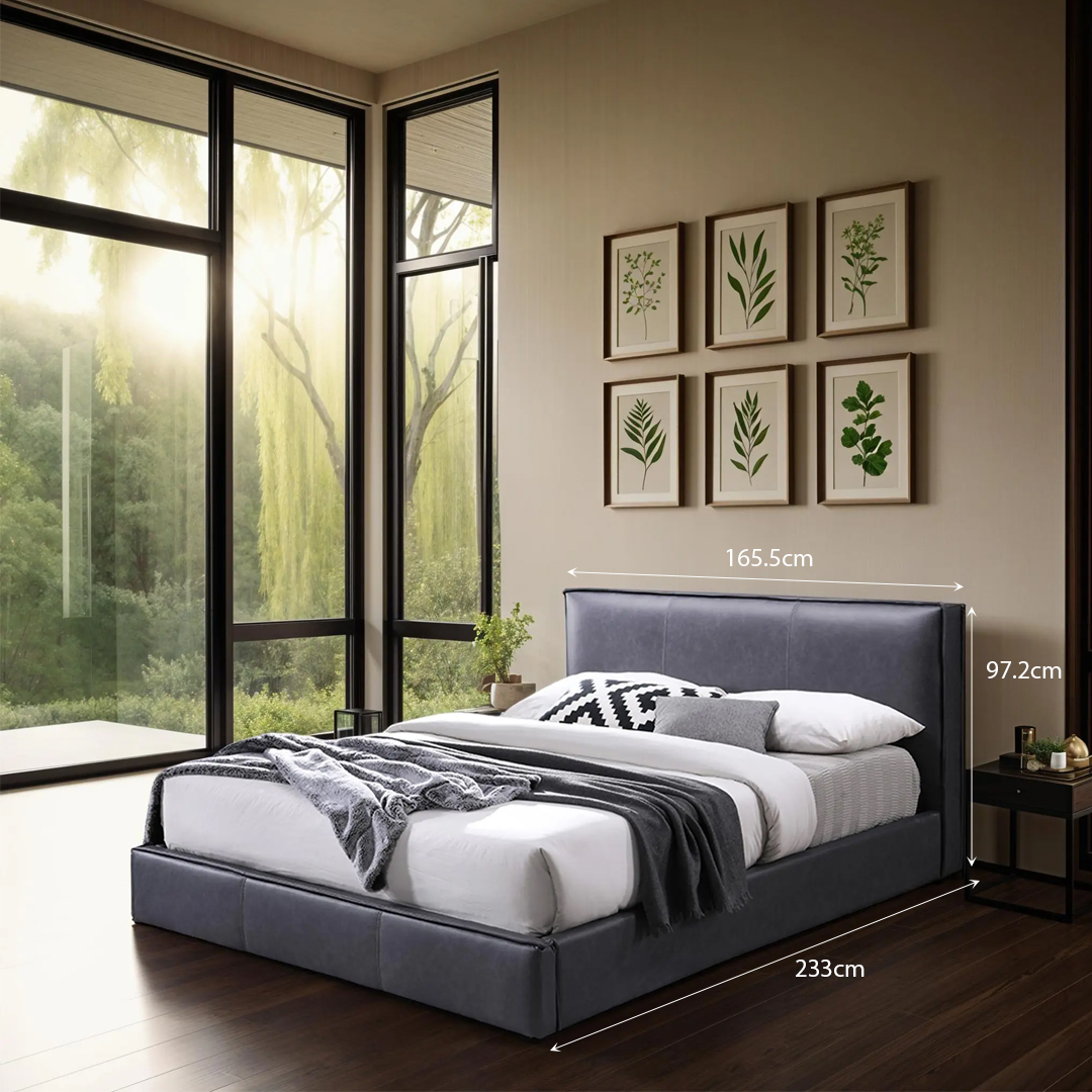 CLICHY Fabric Bed Dark Grey