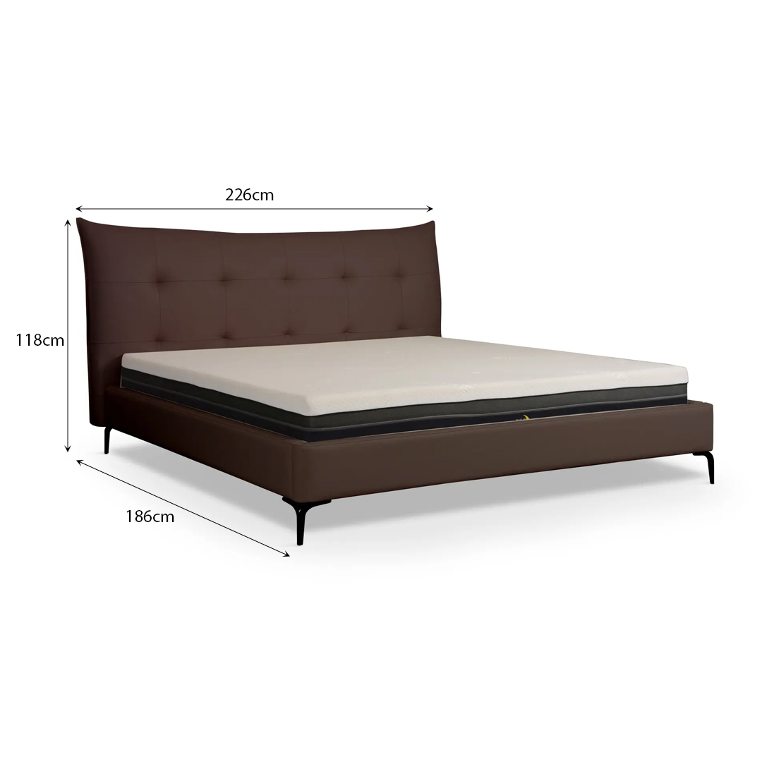 MORGON Brown PU Leather Bed