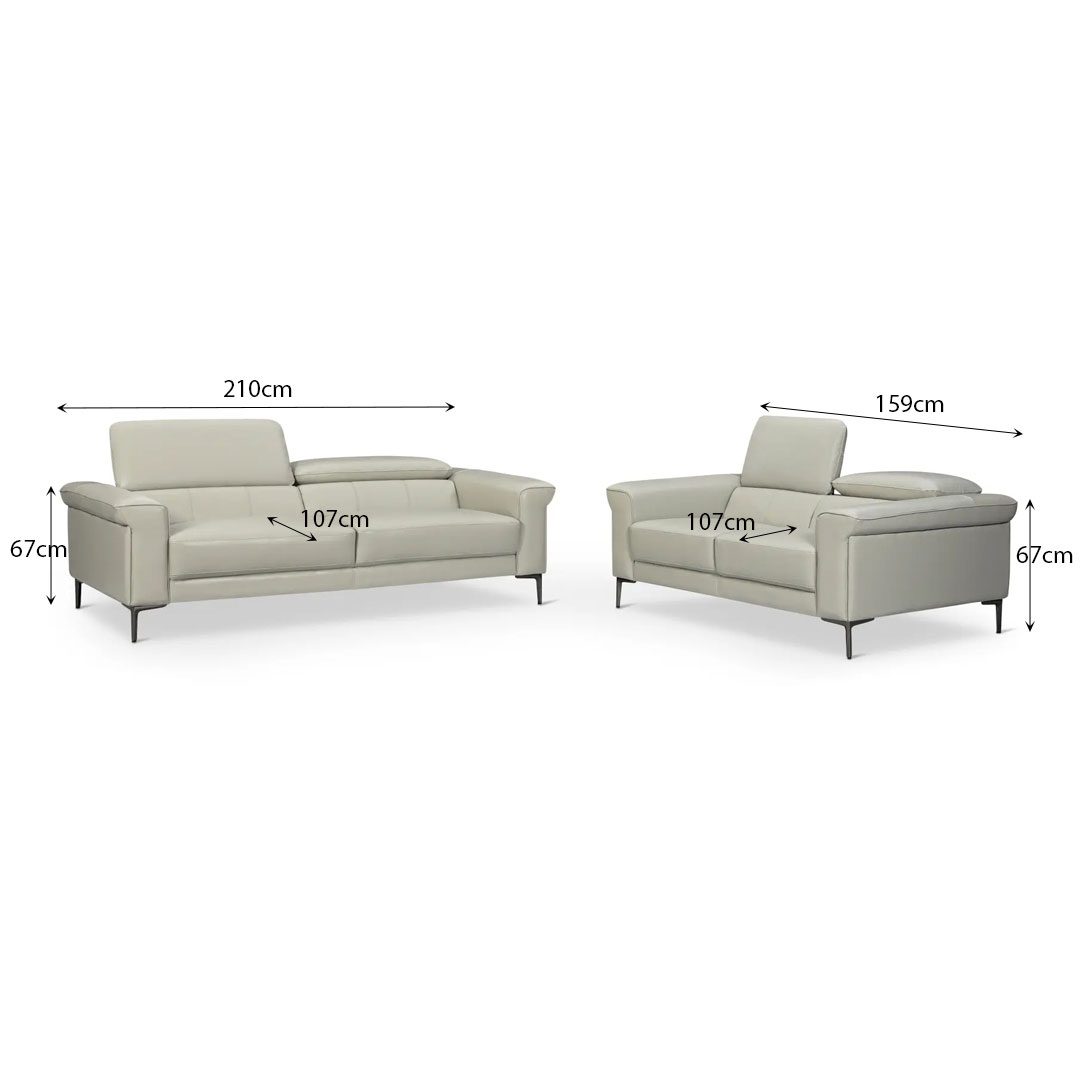 TIROE Light Grey Beige Leather Sofas
