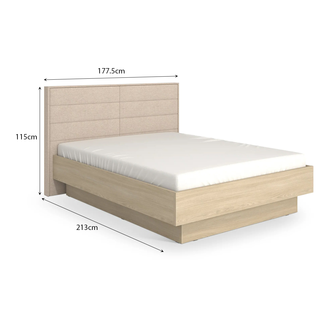 ARBELA Wood+Fabric Bed Pedunculate Oak+Beige