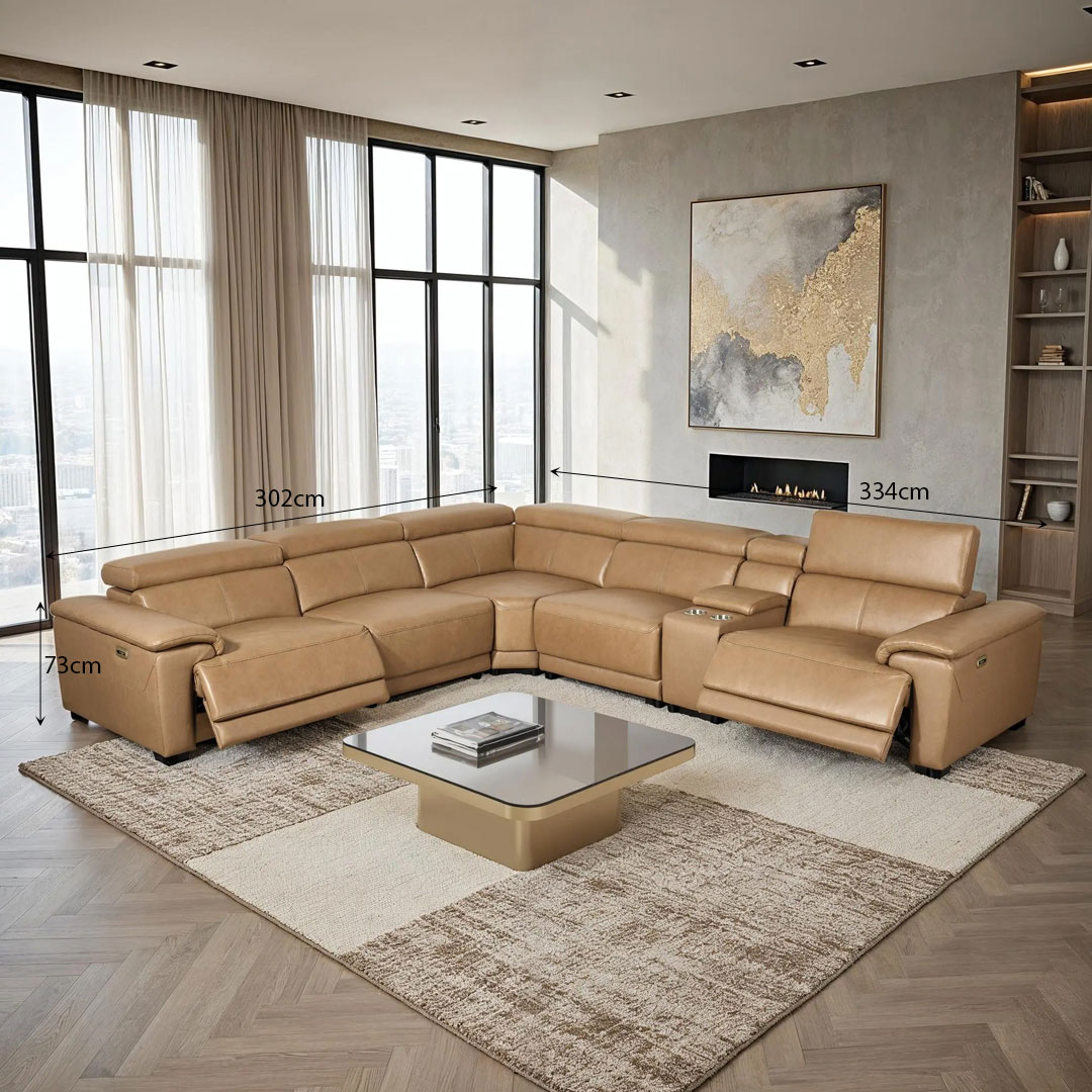 BEATRIZ Brown Bonded Leather Recliner Sofa