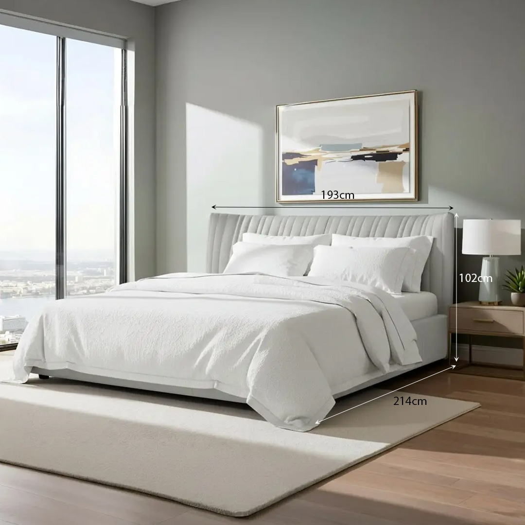 RELIEVE Beige-Grey PU 5.5FT Bed