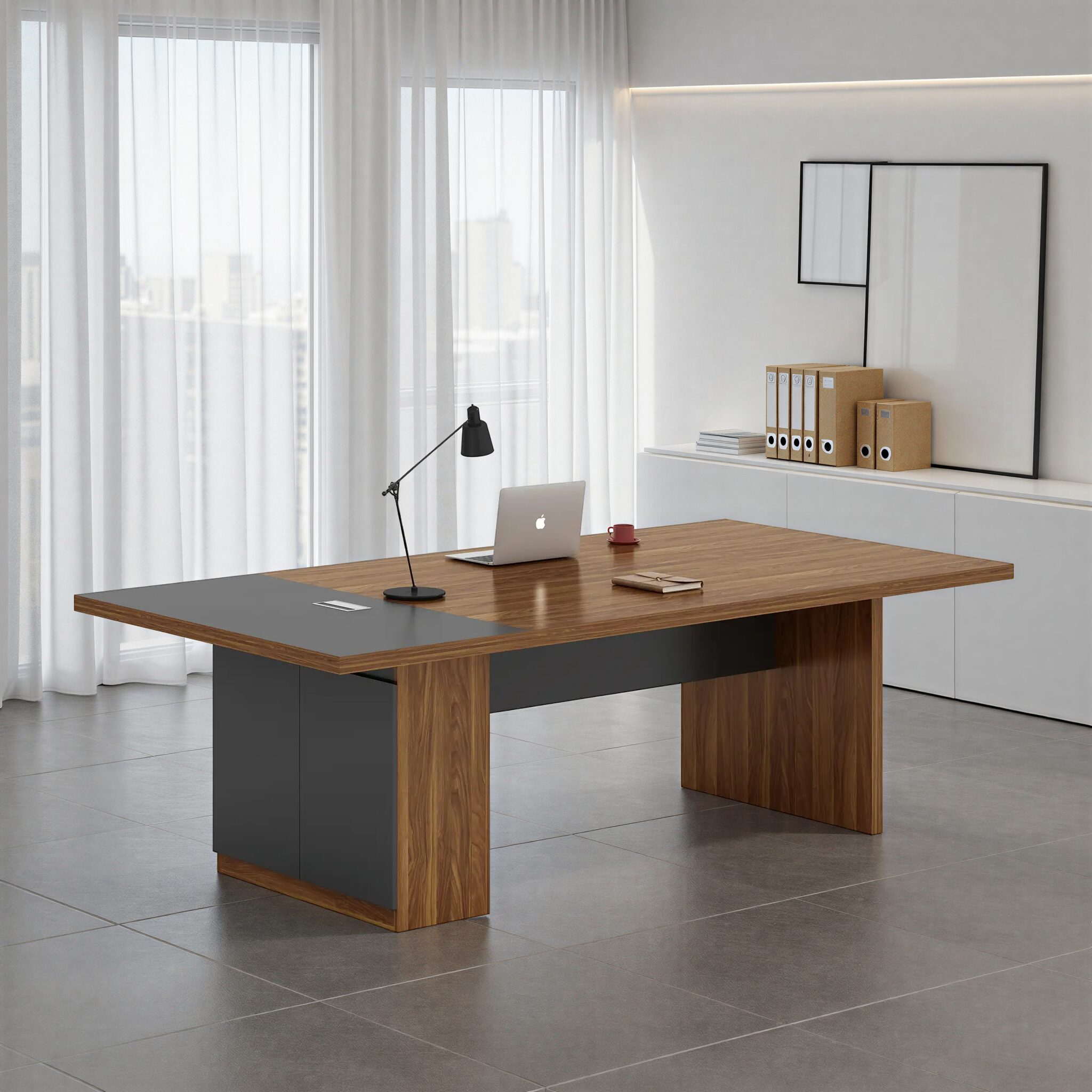 CANDORE Walnut and Grey Conference Table